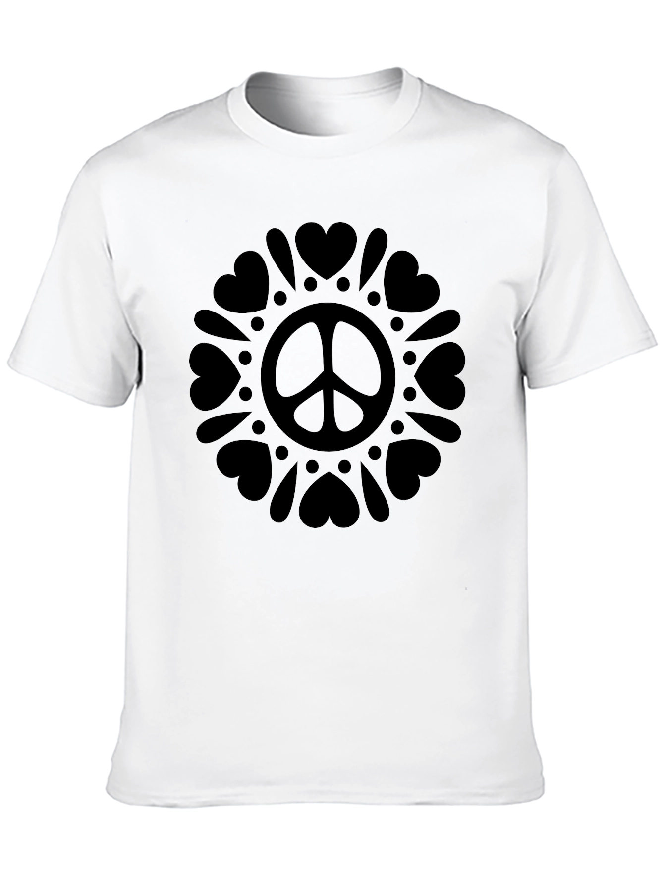 Black Peace Sign Heart Mandala Graphic Tee view 10