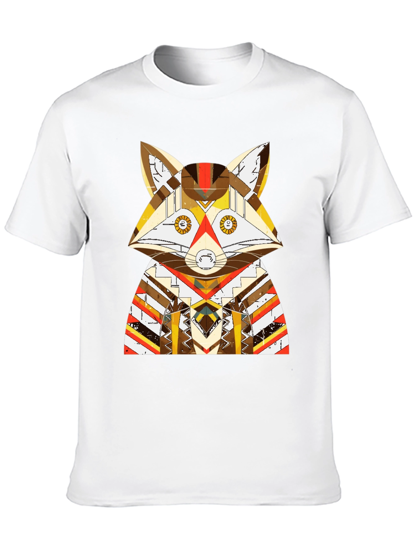 Black Geometric Fox Graphic Black T-Shirt view 10