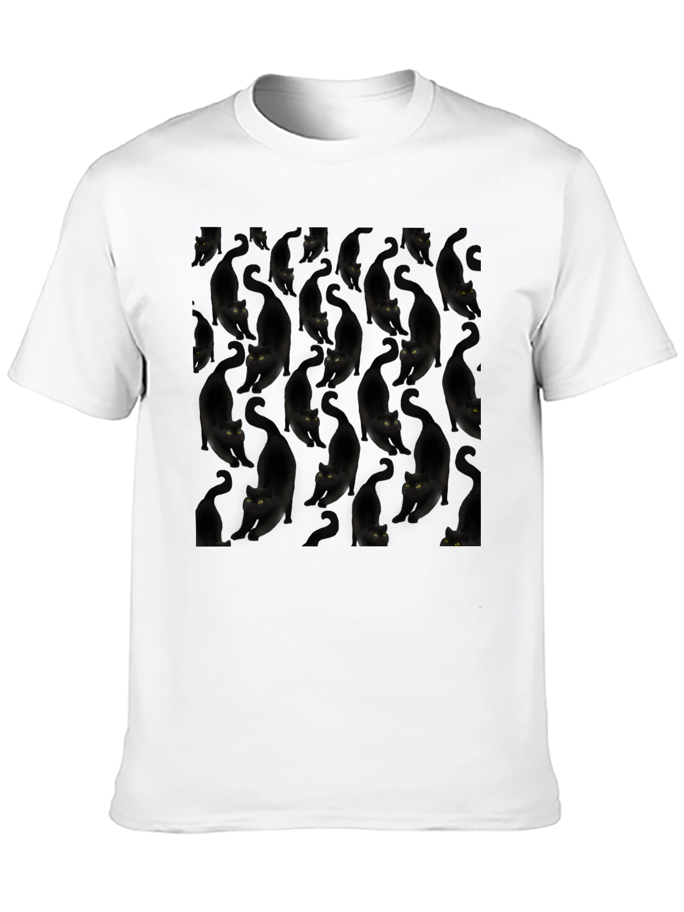 Black Black Cat Pattern Tee - Unique & Stylish view 10