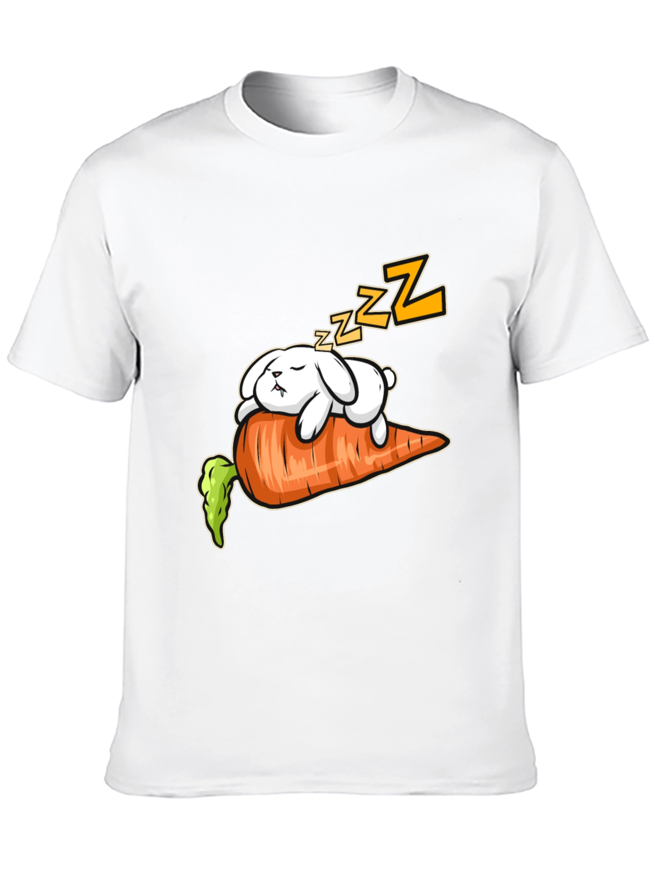 Black Sleeping Bunny on Carrot Graphic Tee view 10