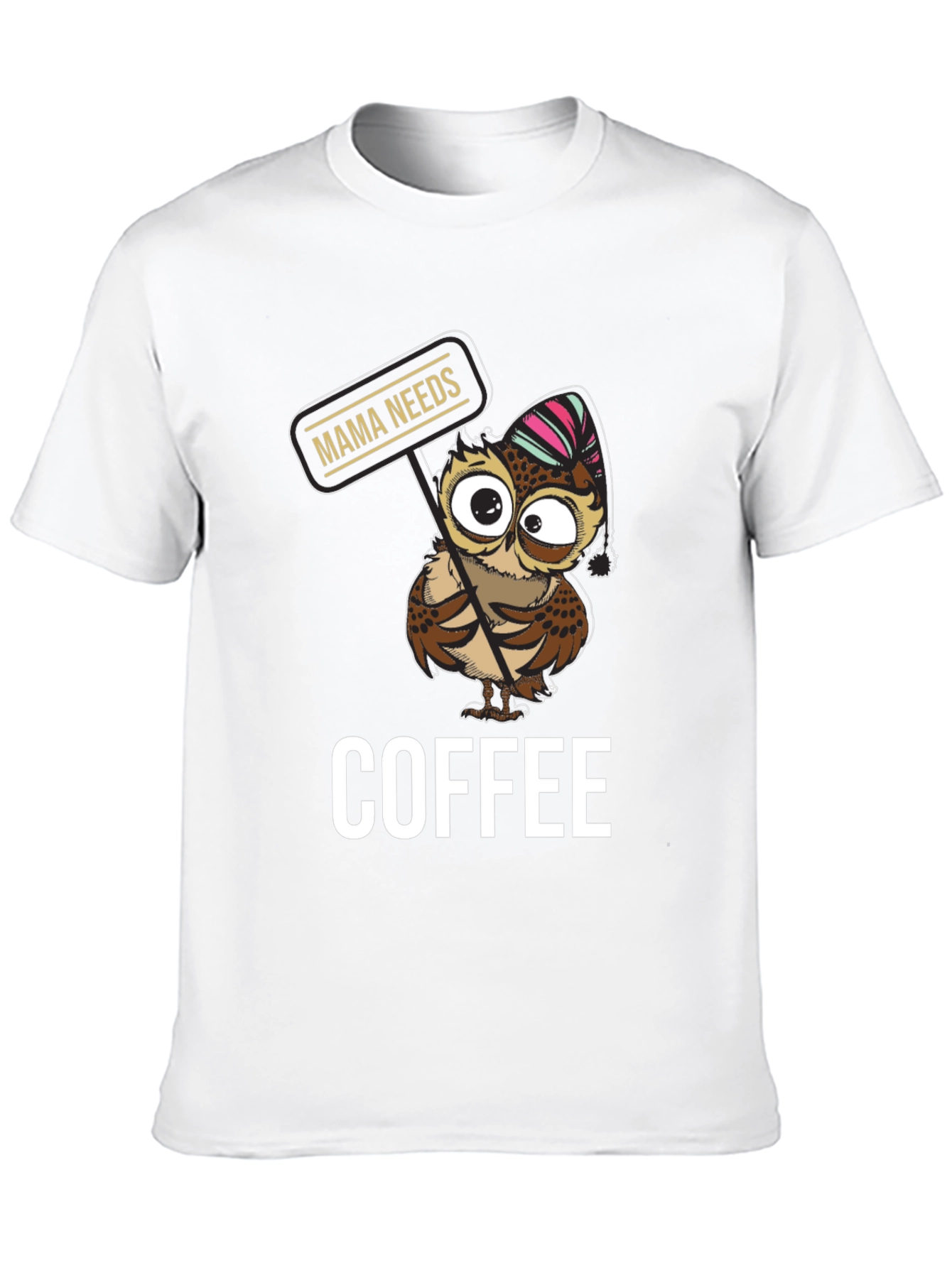Black Mama Needs Coffee Owl T-Shirt - Cute Graphic Tee view 10