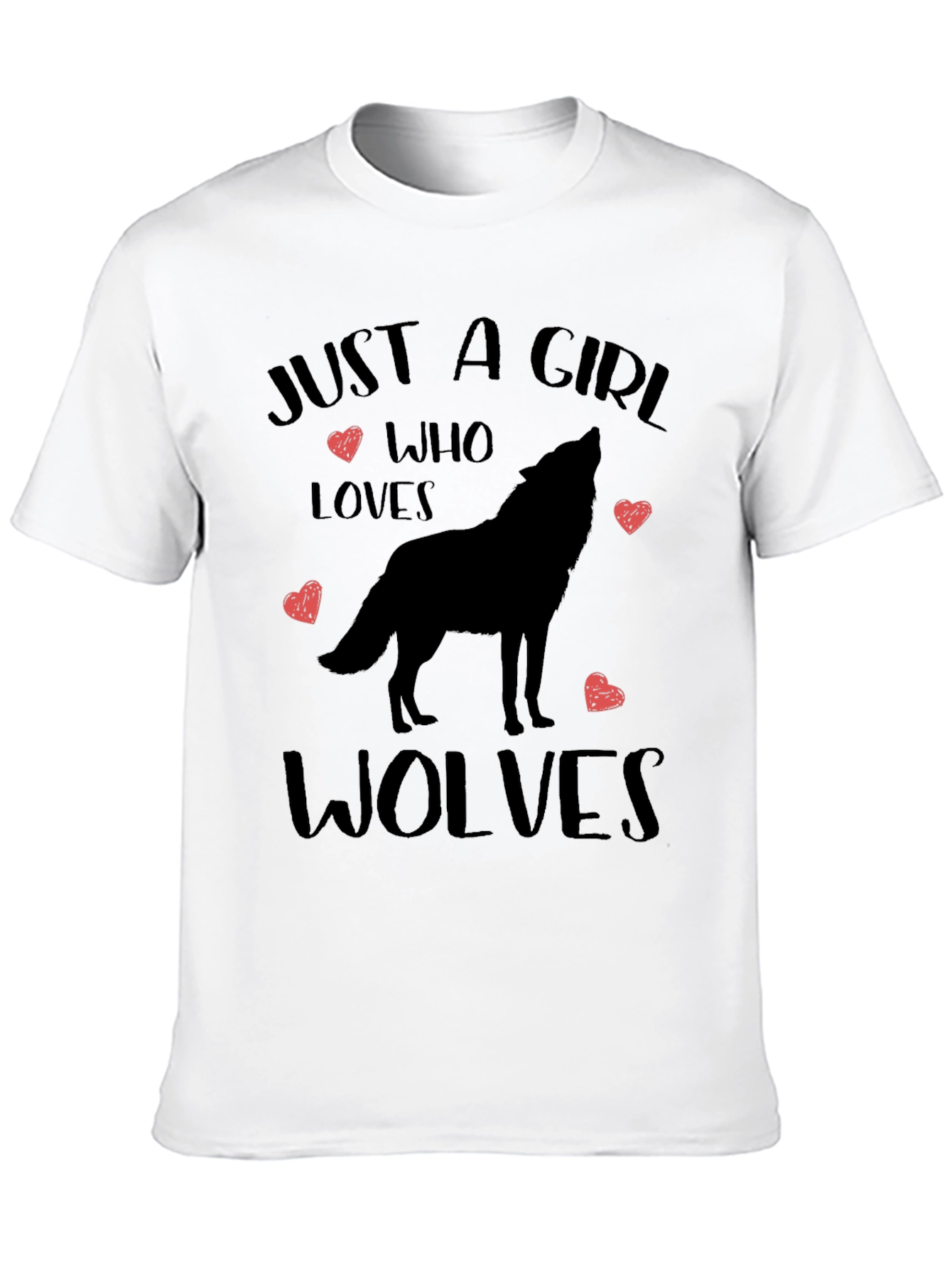 Black Just a Girl Who Loves Wolves T-Shirt view 10