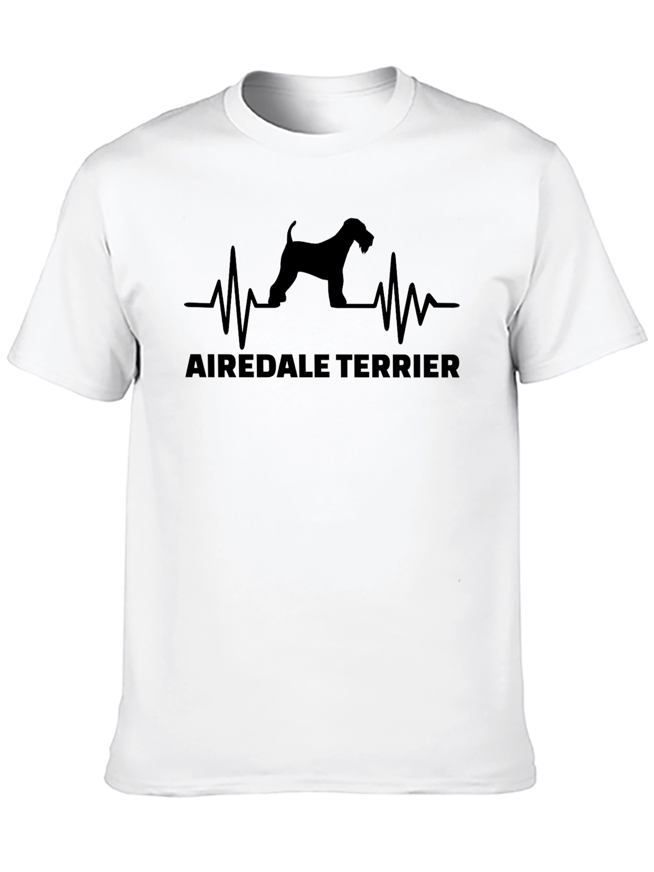 Black Airedale Terrier Heartbeat Graphic T-Shirt view 10