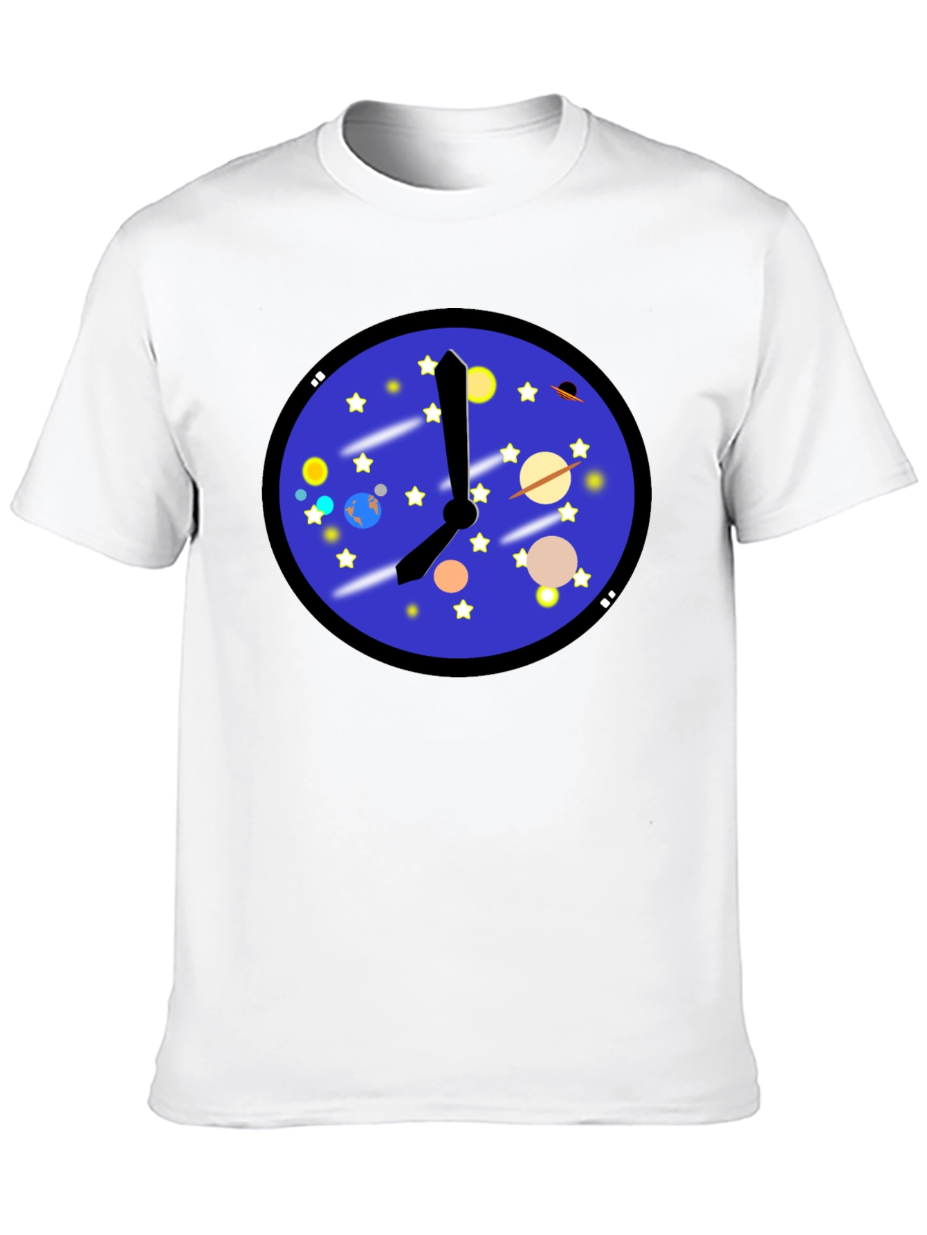 Black Space Time T-Shirt - Galaxy Clock Design view 10