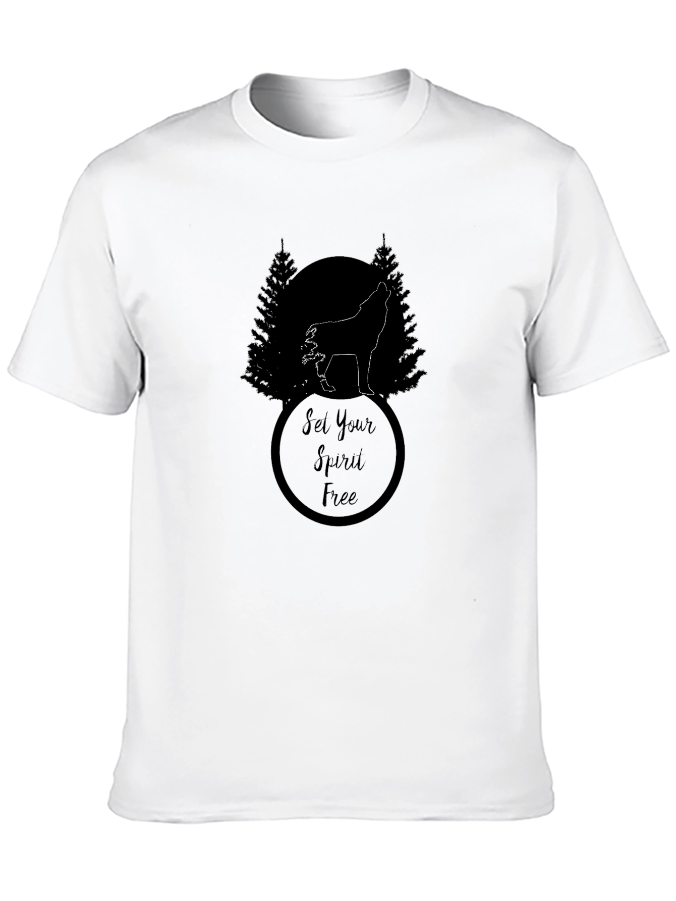 Black Set Your Spirit Free Wolf Graphic Tee - Black view 10