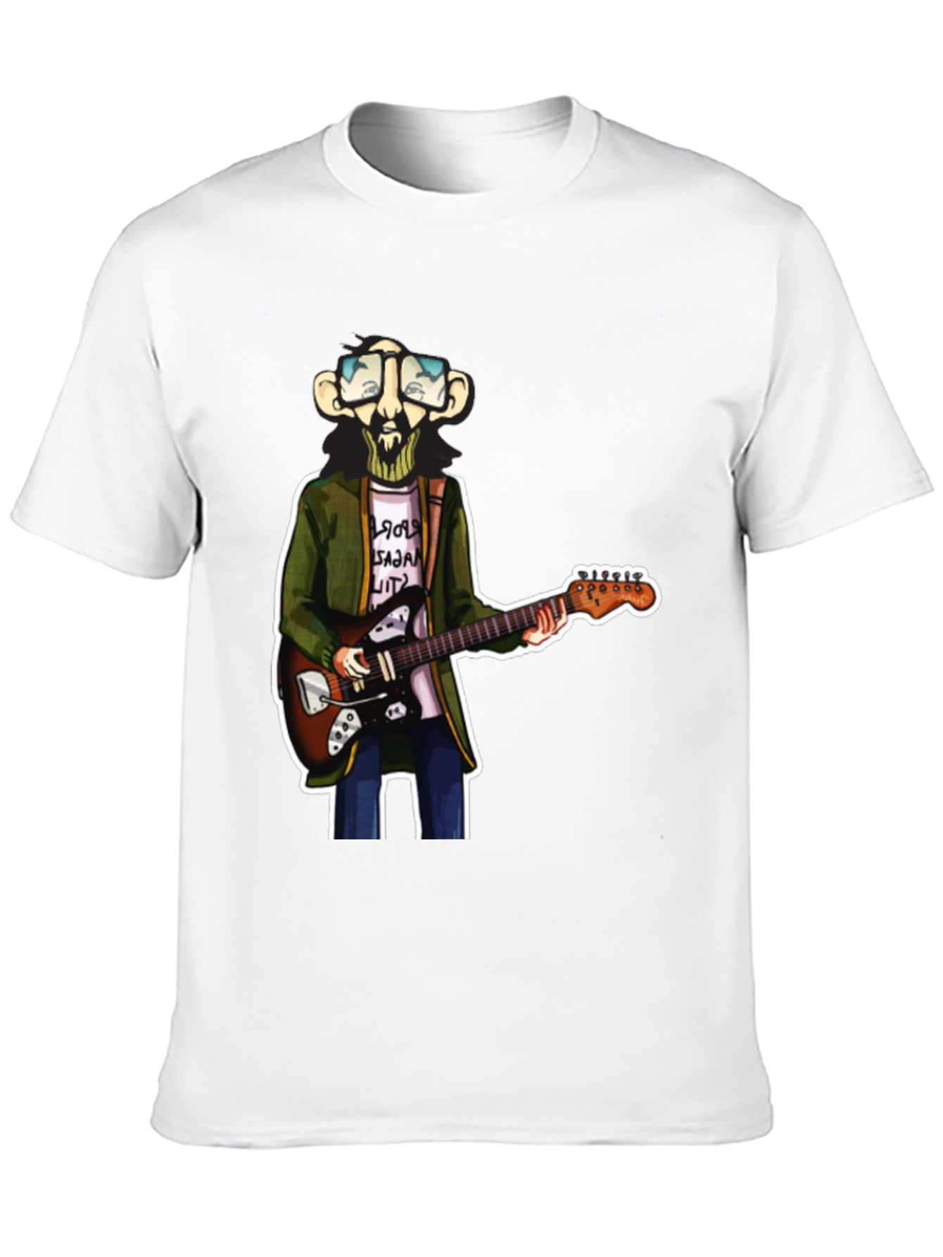 Black Cartoon Guitar Player Graphic Tee view 10