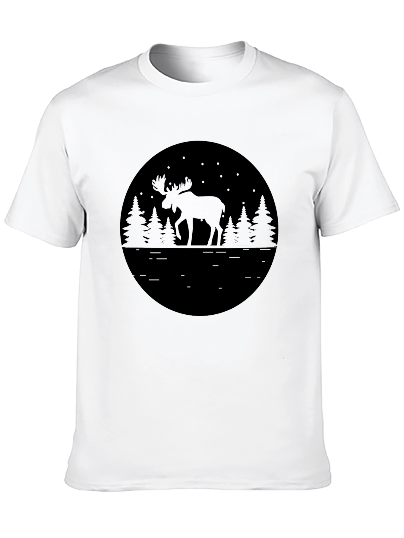 Black Moose in Forest Graphic Tee - Stylish Nature Lover T-Shirt view 10