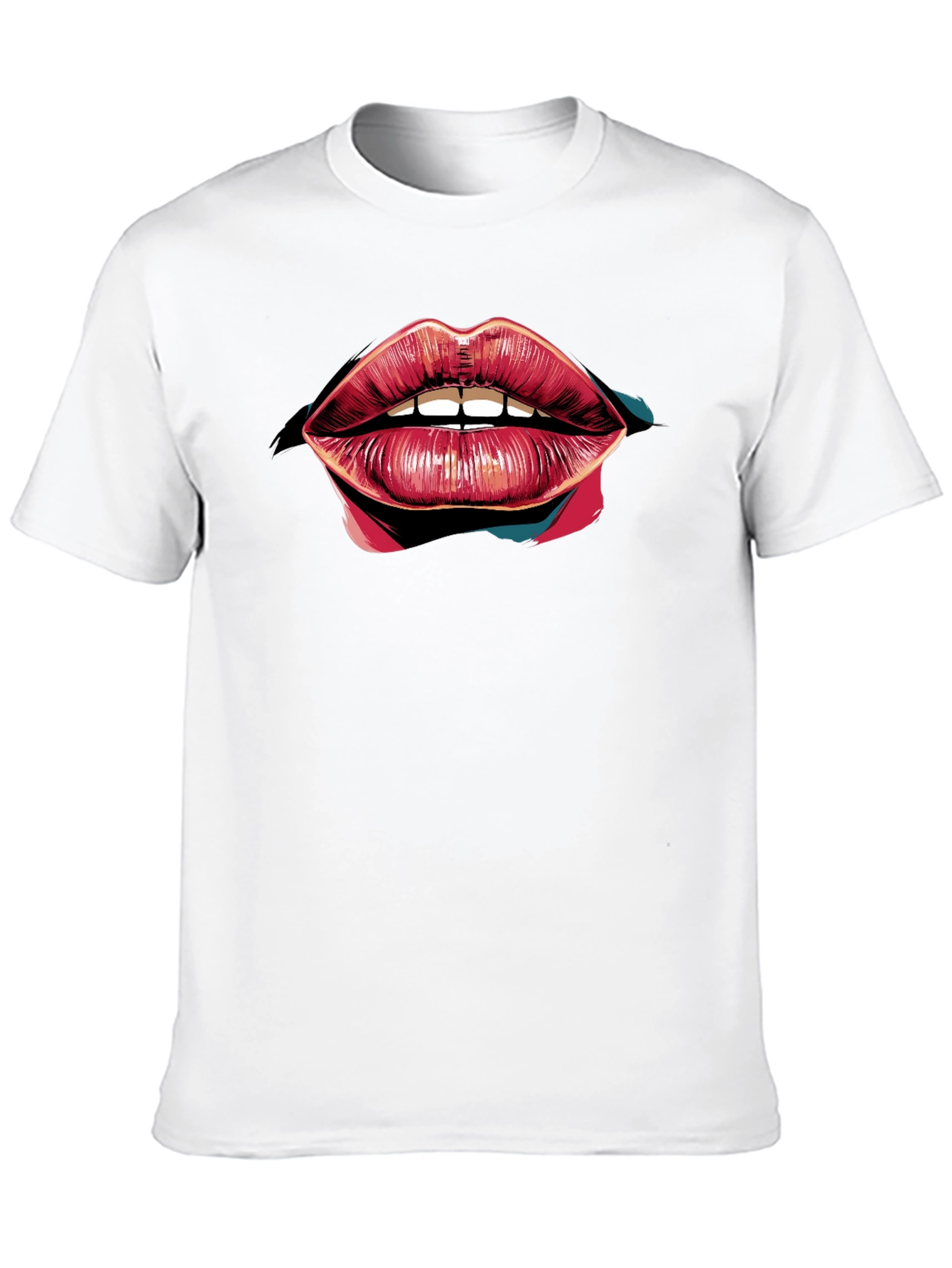 Black Bold Lips Graphic Black T-Shirt view 10