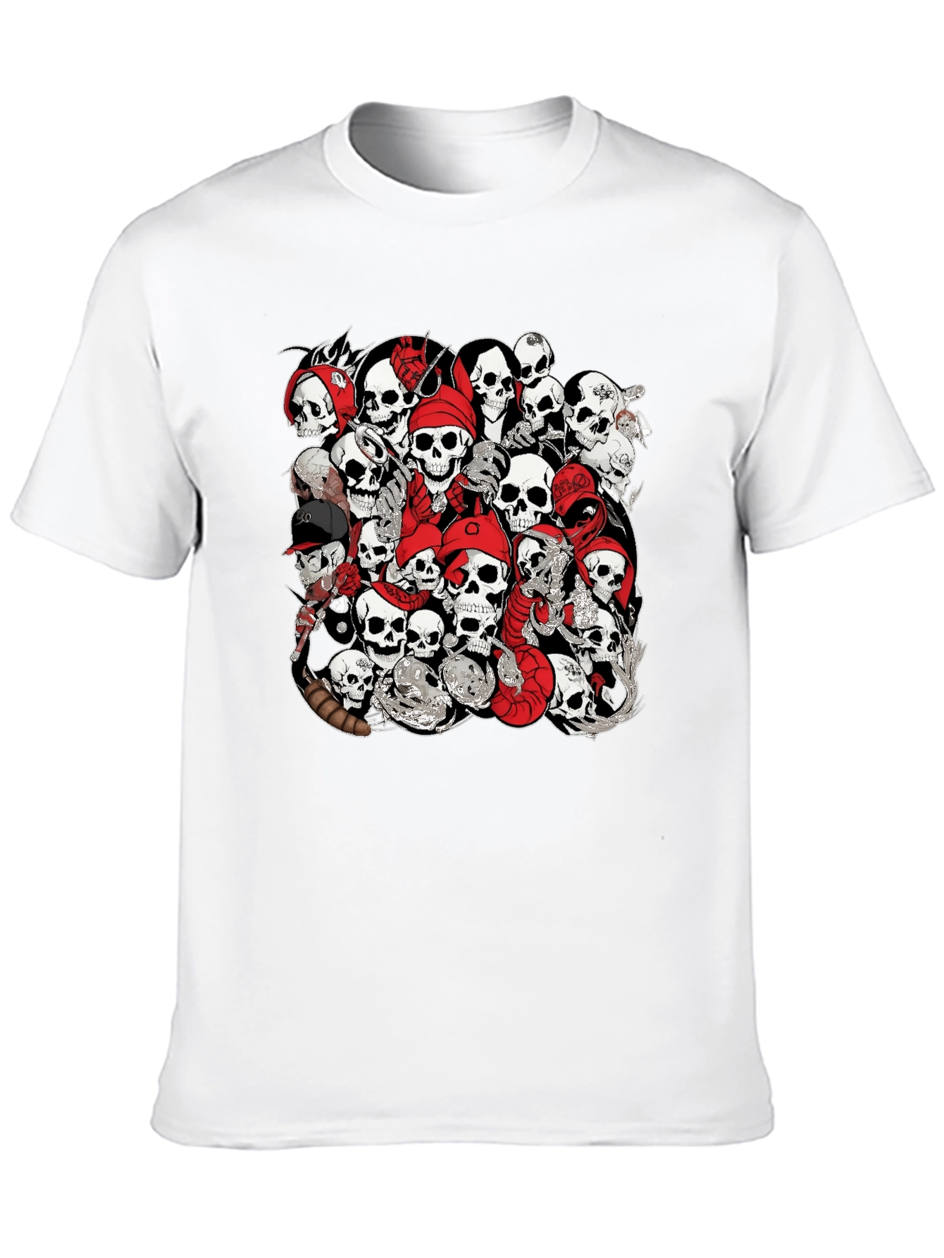 Black Skull Pile Graphic Tee - Bold Black T-Shirt view 10