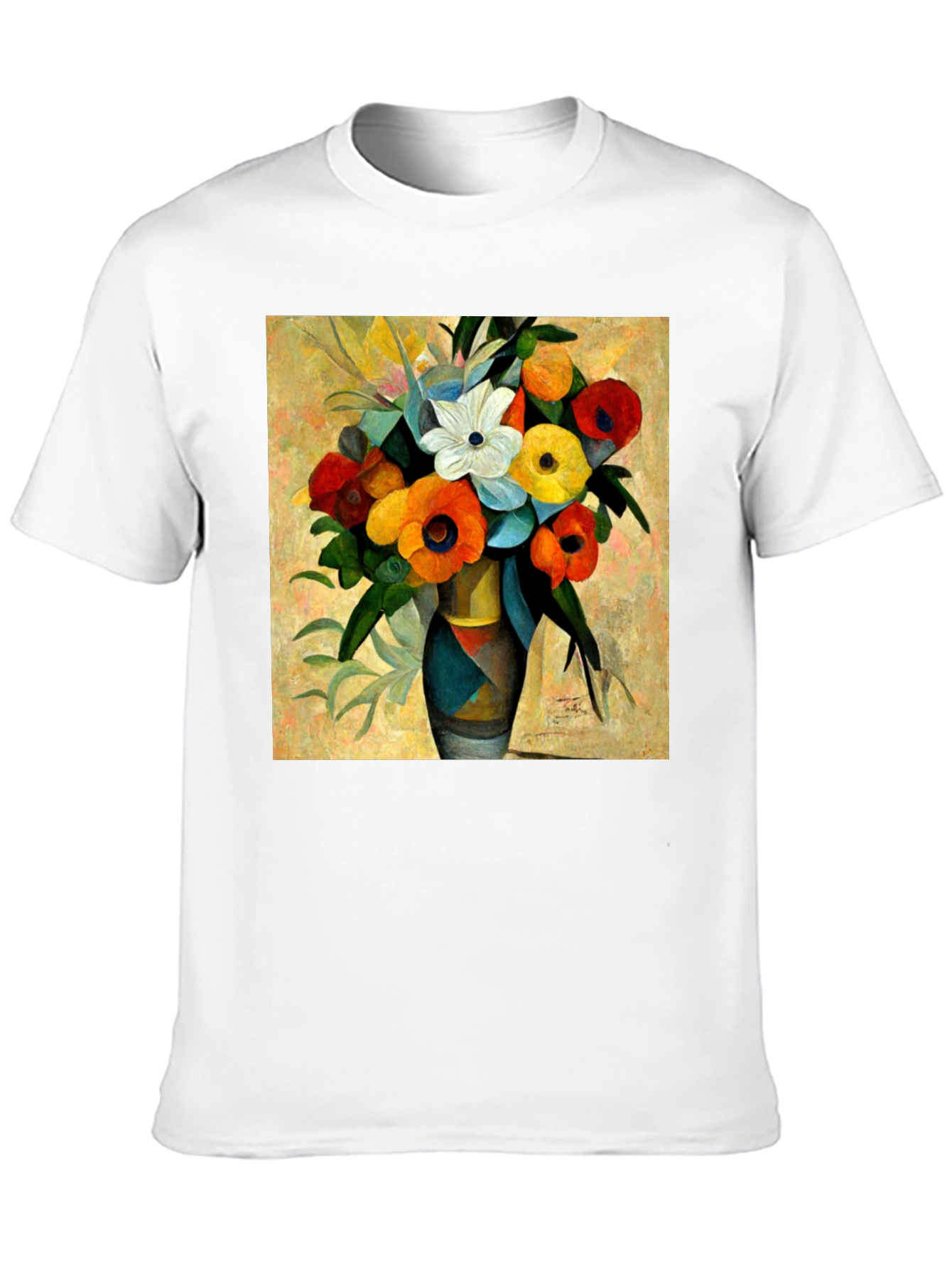 Black Floral Vase Print Black T-Shirt view 10