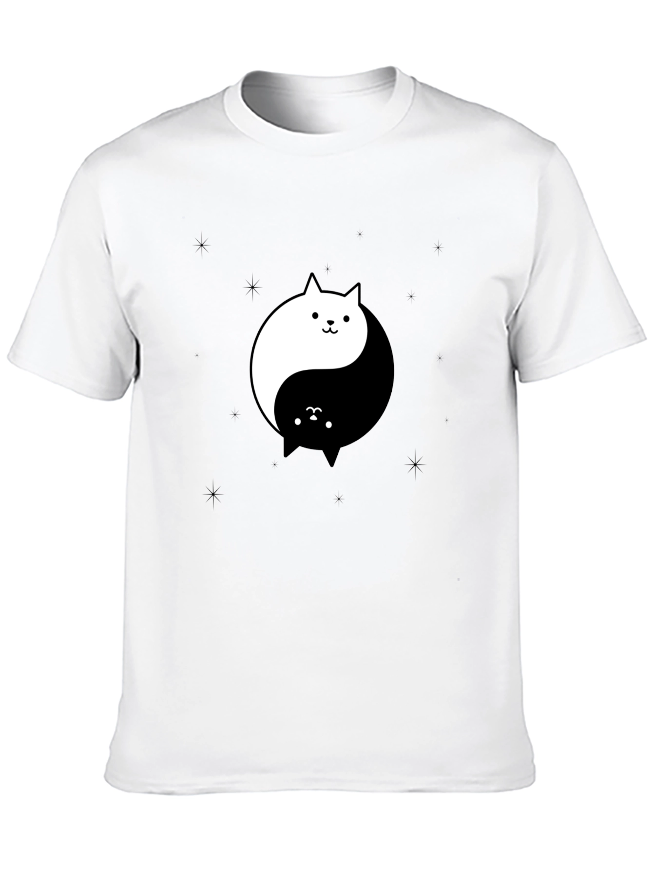 Black Yin Yang Cat Graphic Tee - Black Cotton T-Shirt view 10