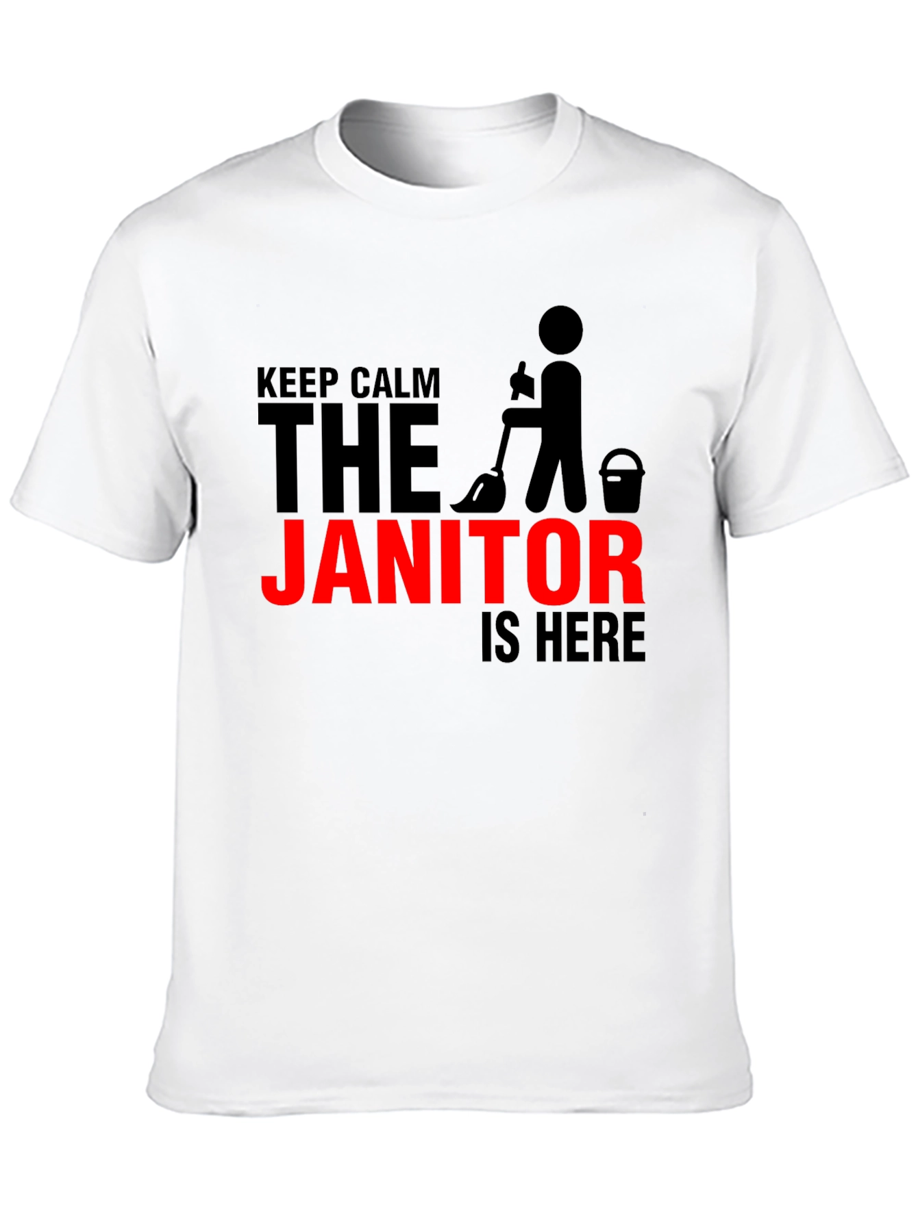 Black Keep Calm Janitor T-Shirt - Funny Cleaning Crew Tee view 10