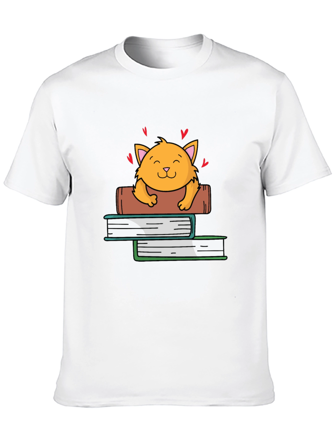 Black Cute Cat on Books Graphic Tee view 10