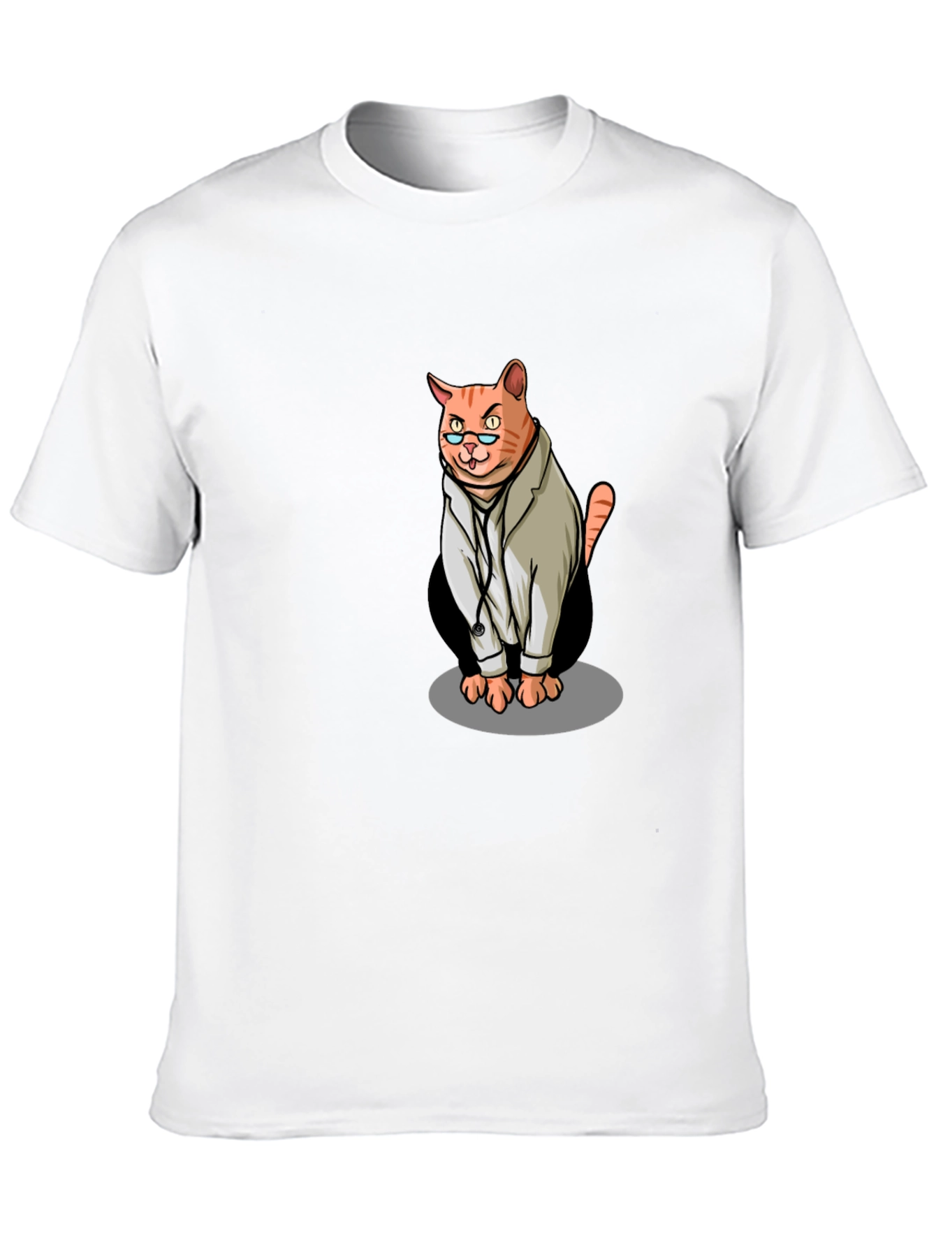 Black Doctor Cat Graphic Tee - Unisex Black T-Shirt view 10