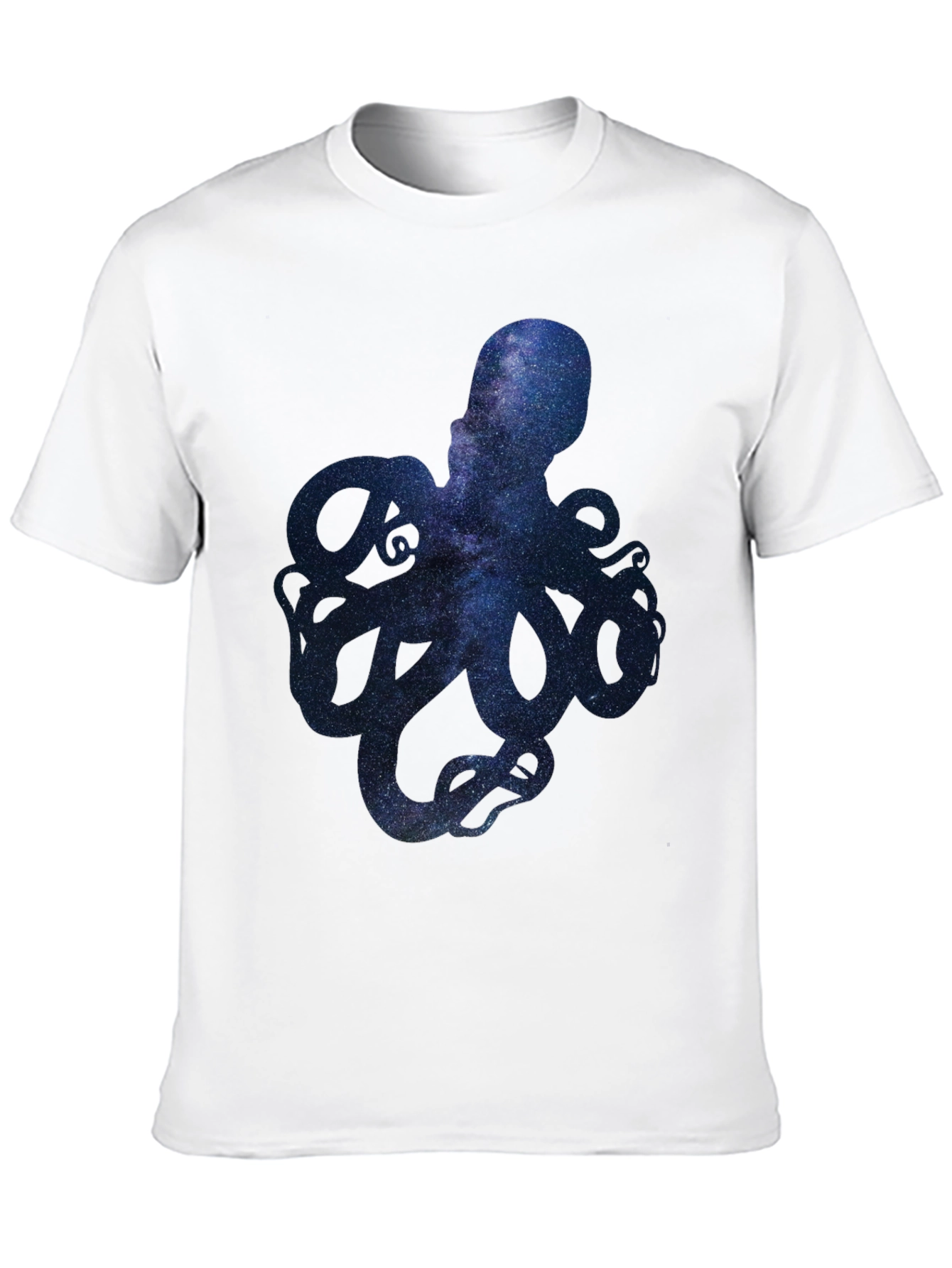 Black Galaxy Octopus Graphic Print Men's T-Shirt view 10