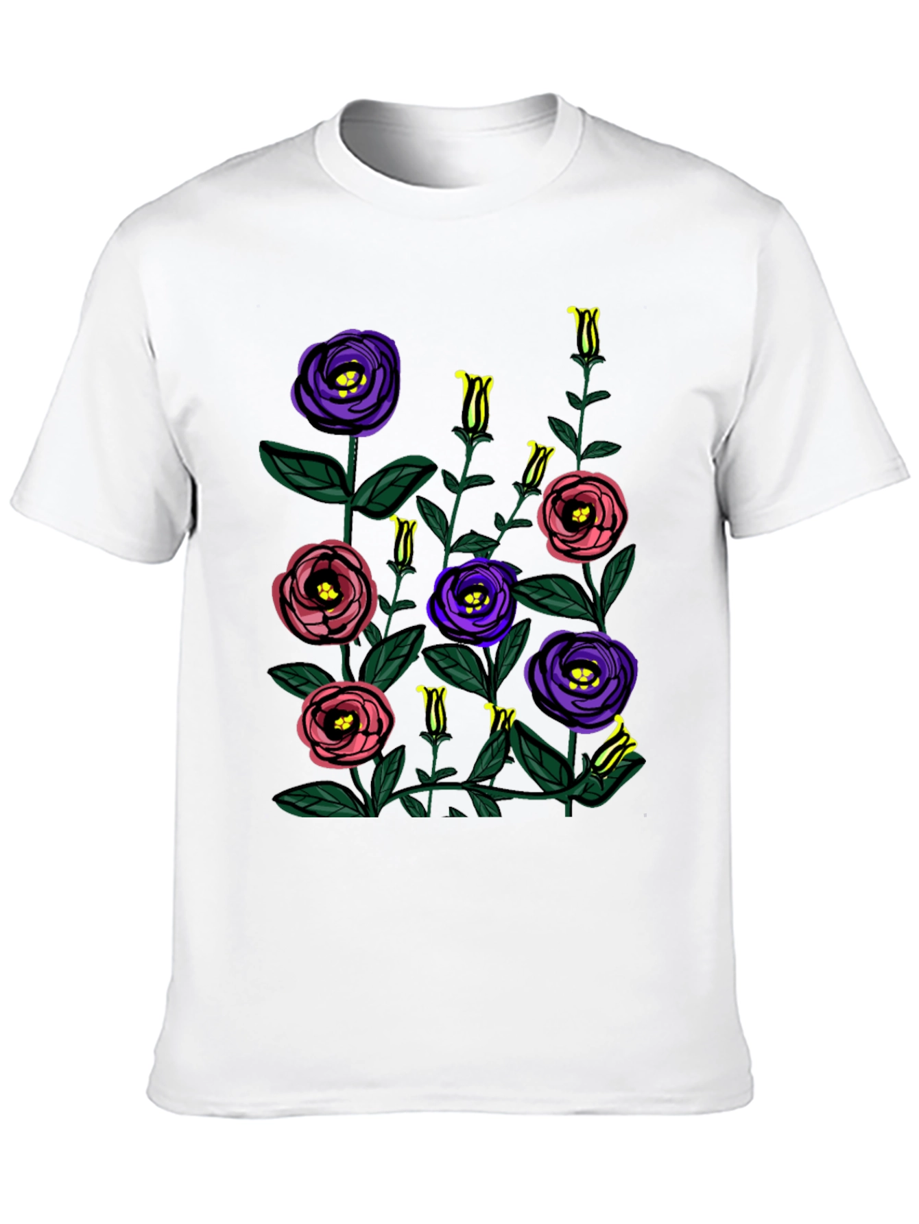 Black Floral Print Black T-Shirt view 10