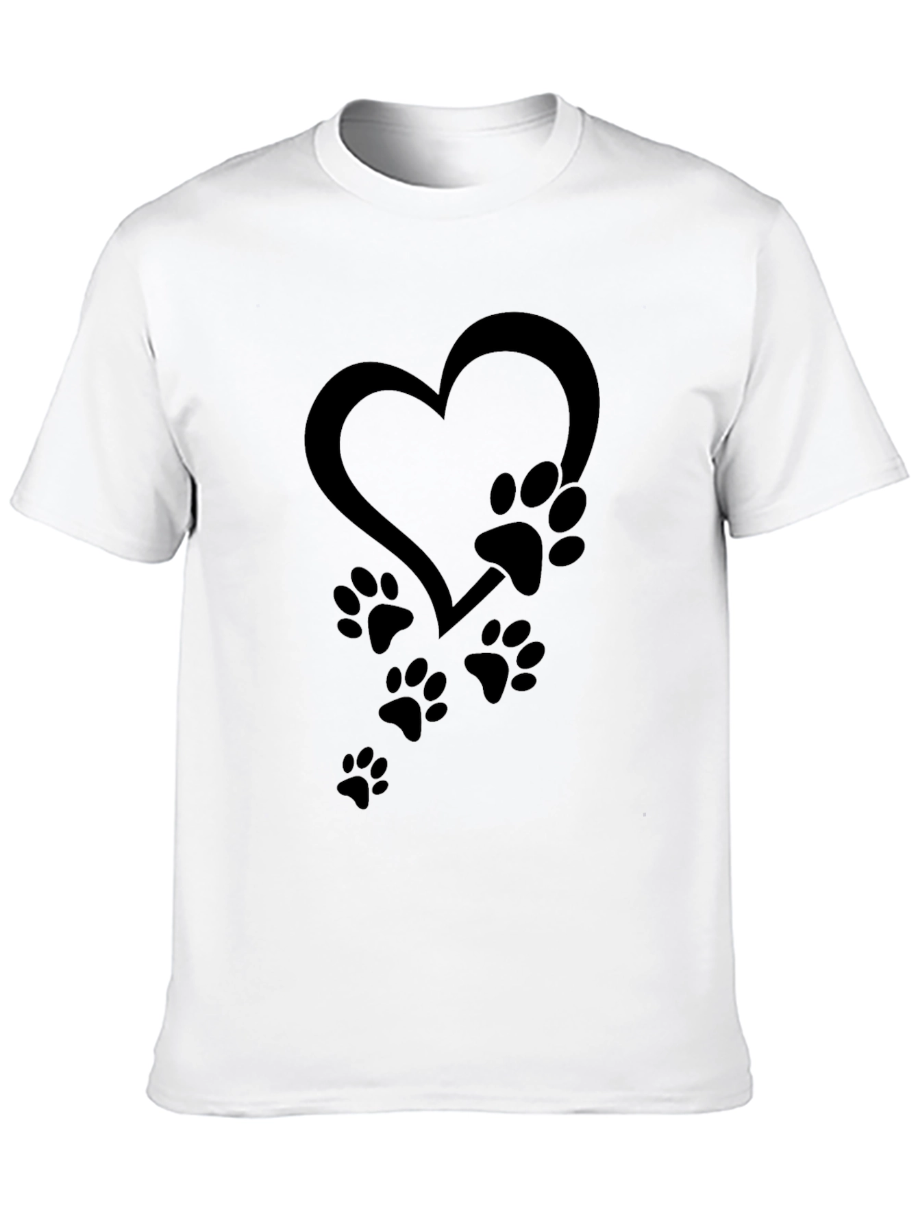 Black Heart Paw Print Graphic Tee - Unisex Black T-Shirt view 10