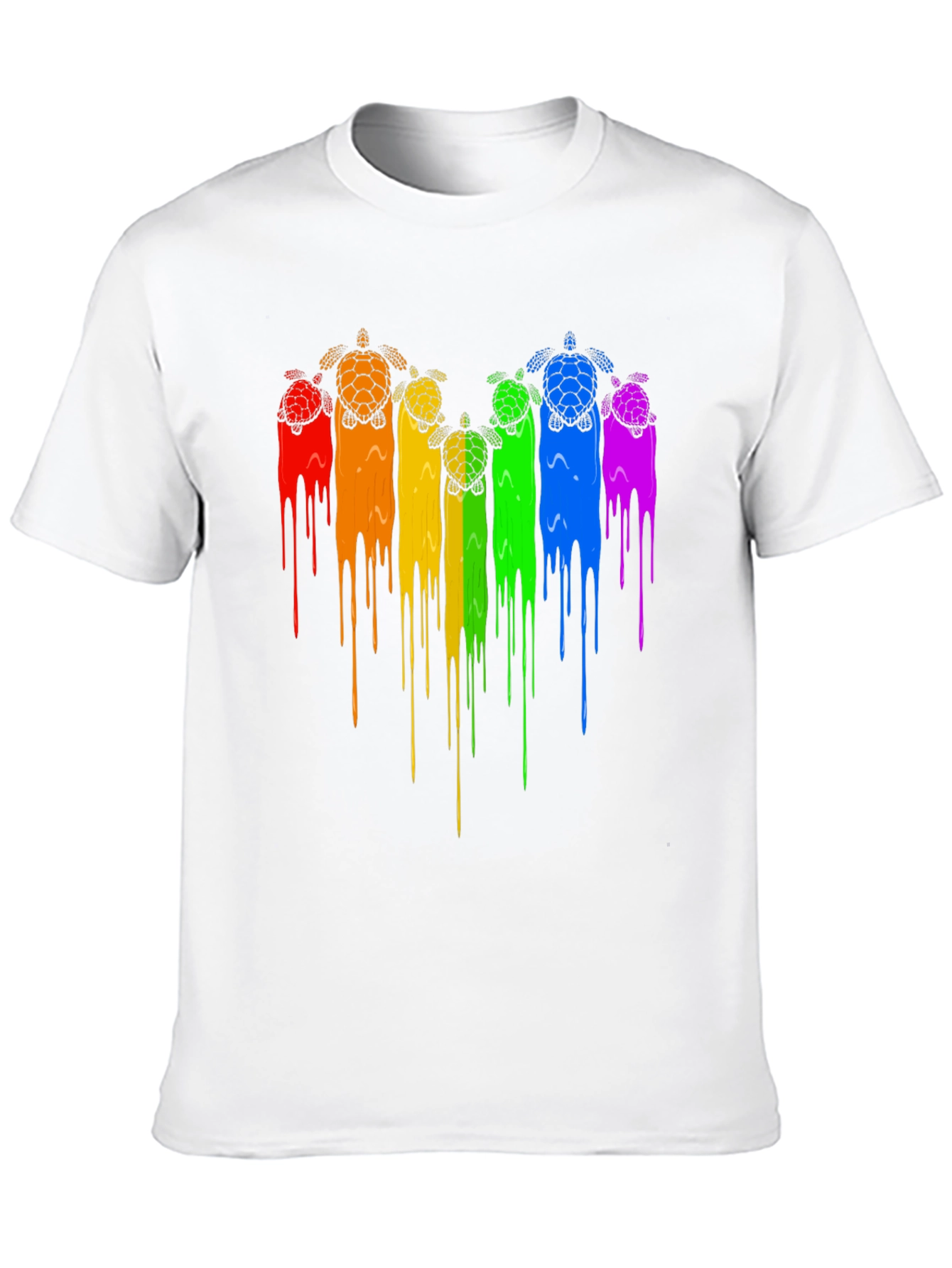 Black Rainbow Turtle Drip Graphic Tee - Black view 10