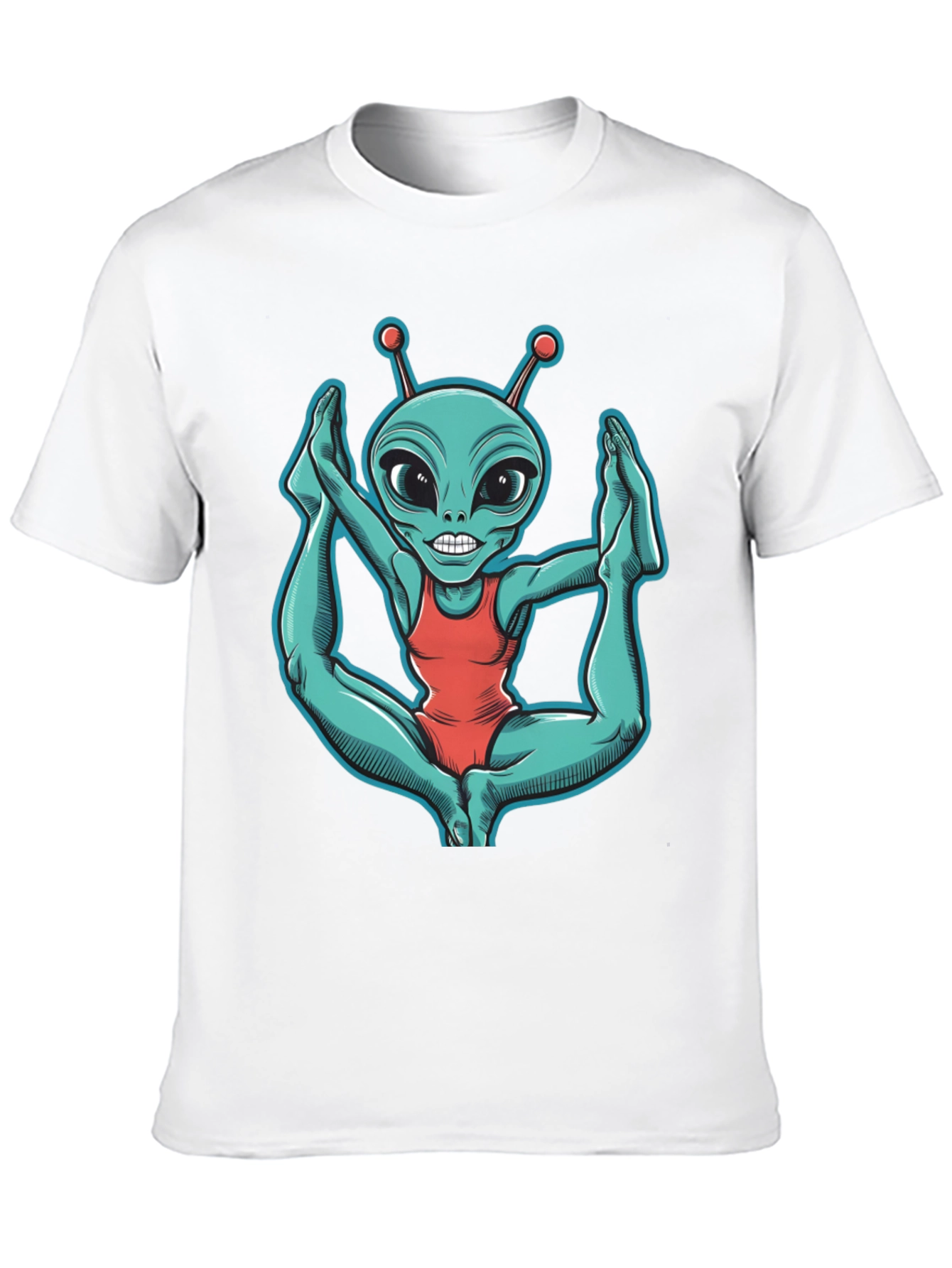 Black Alien Yoga T-Shirt - Funny Extraterrestrial Tee view 10