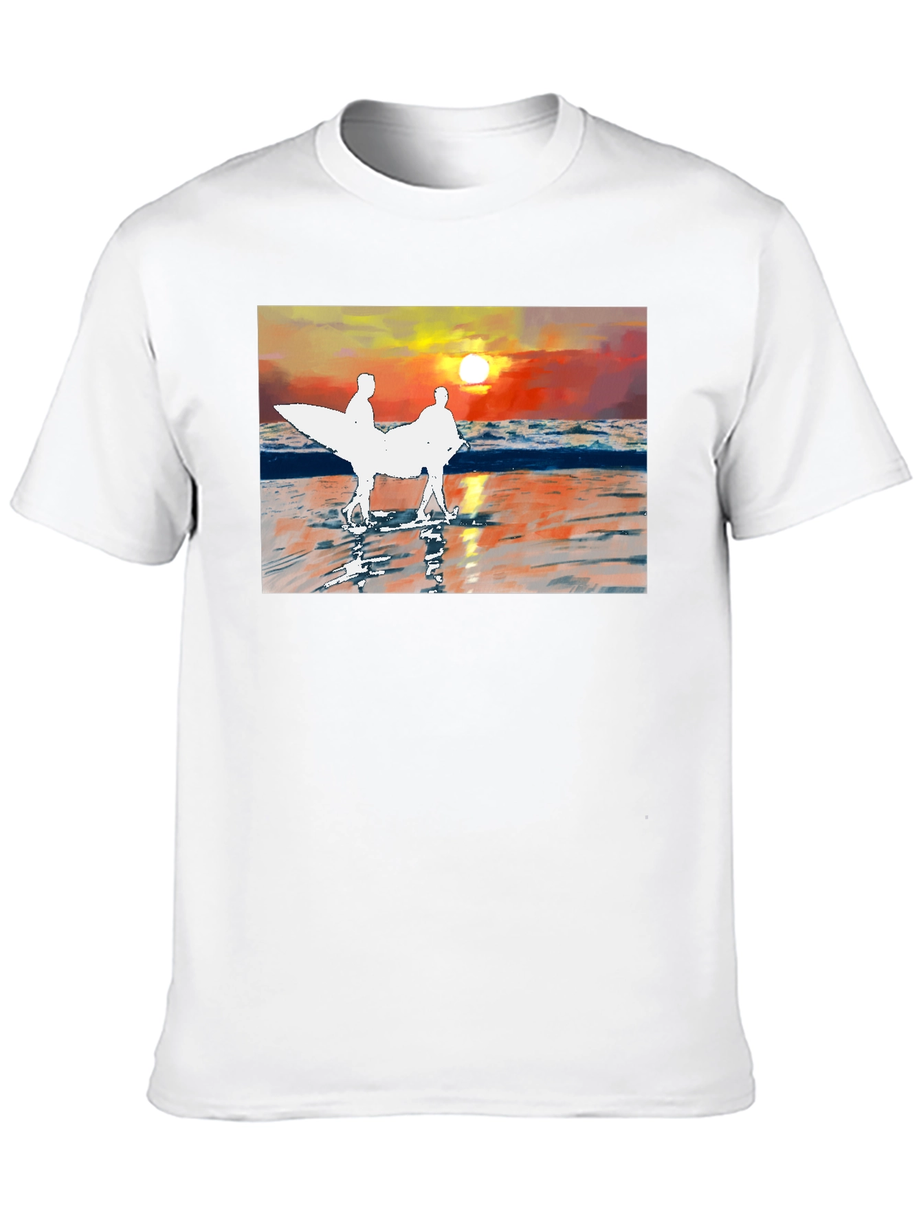 Black Sunset Surfer Graphic Tee - Black Cotton T-Shirt view 10