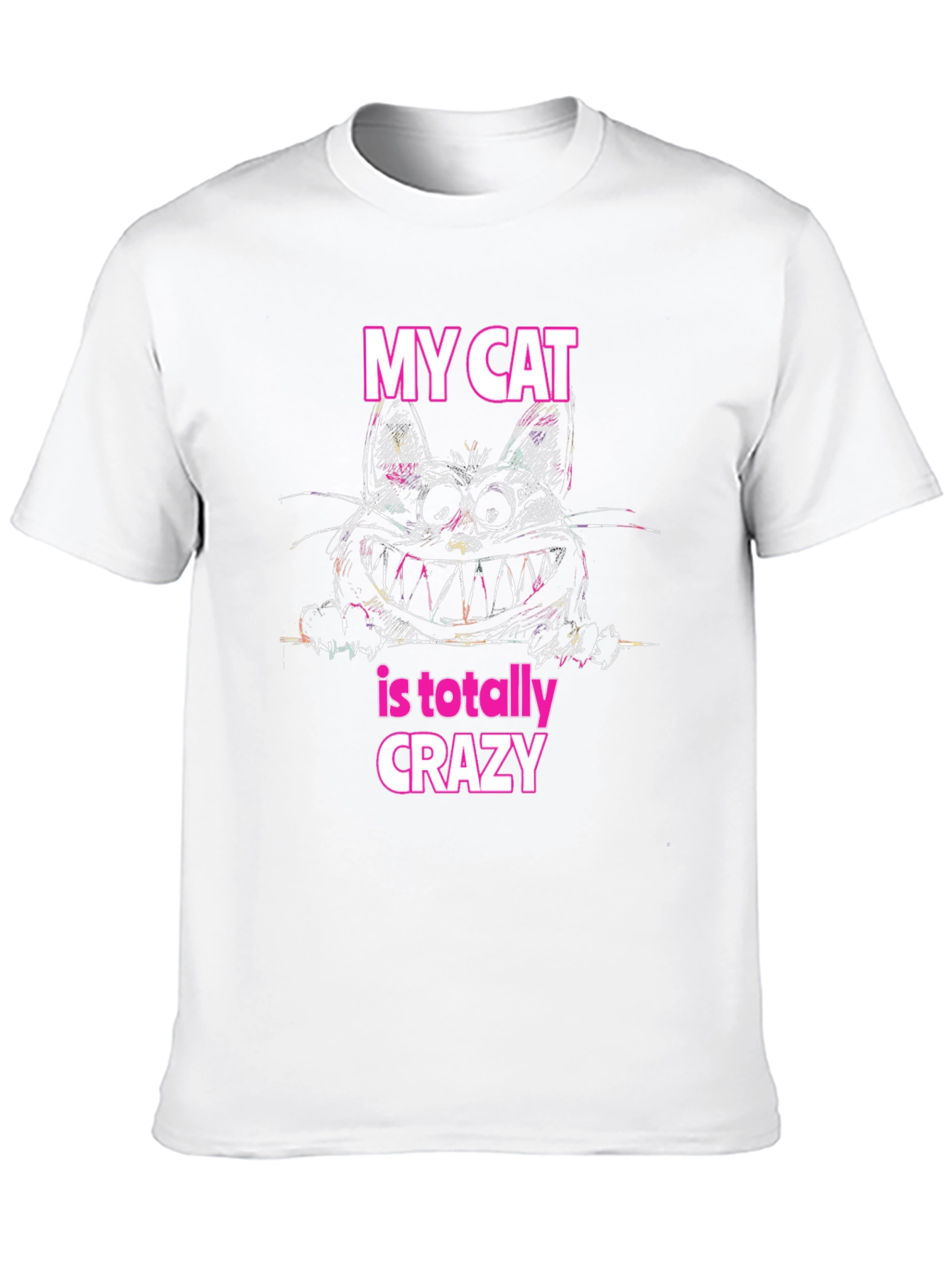 Black Crazy Cat Graphic T-Shirt - Soft Cotton Tee view 10