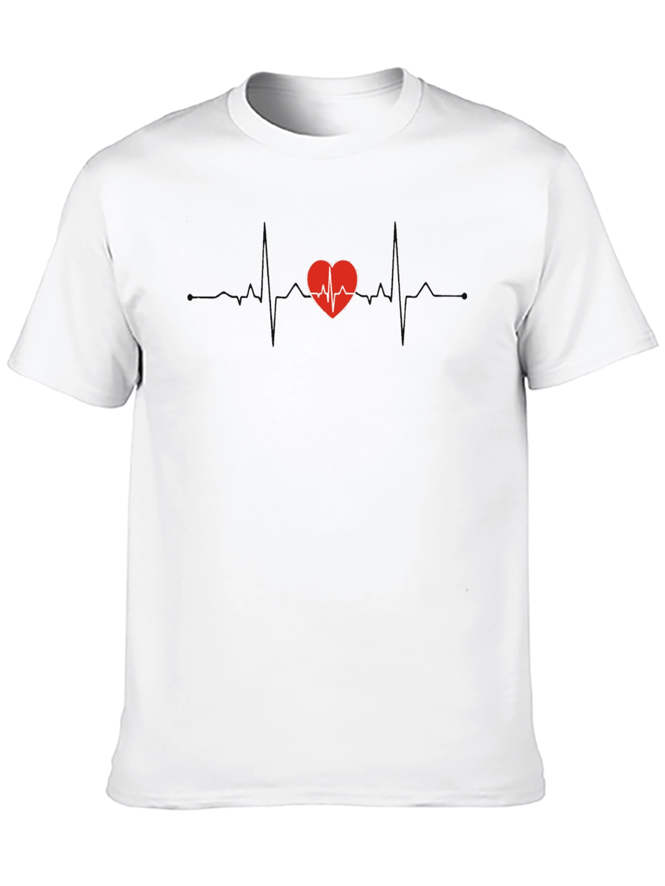 Black Heartbeat Heart T-Shirt - Black Cotton Tee view 10
