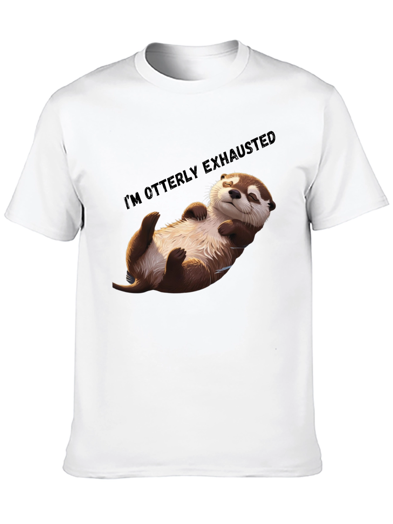 Black Otterly Exhausted T-Shirt - Comfy Casual Wear view 10