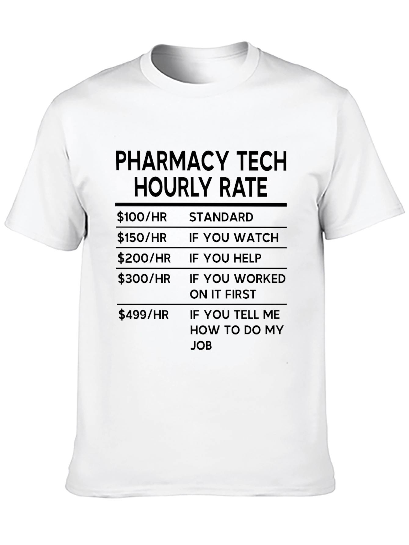 Black Pharmacy Tech Hourly Rate T-Shirt view 10