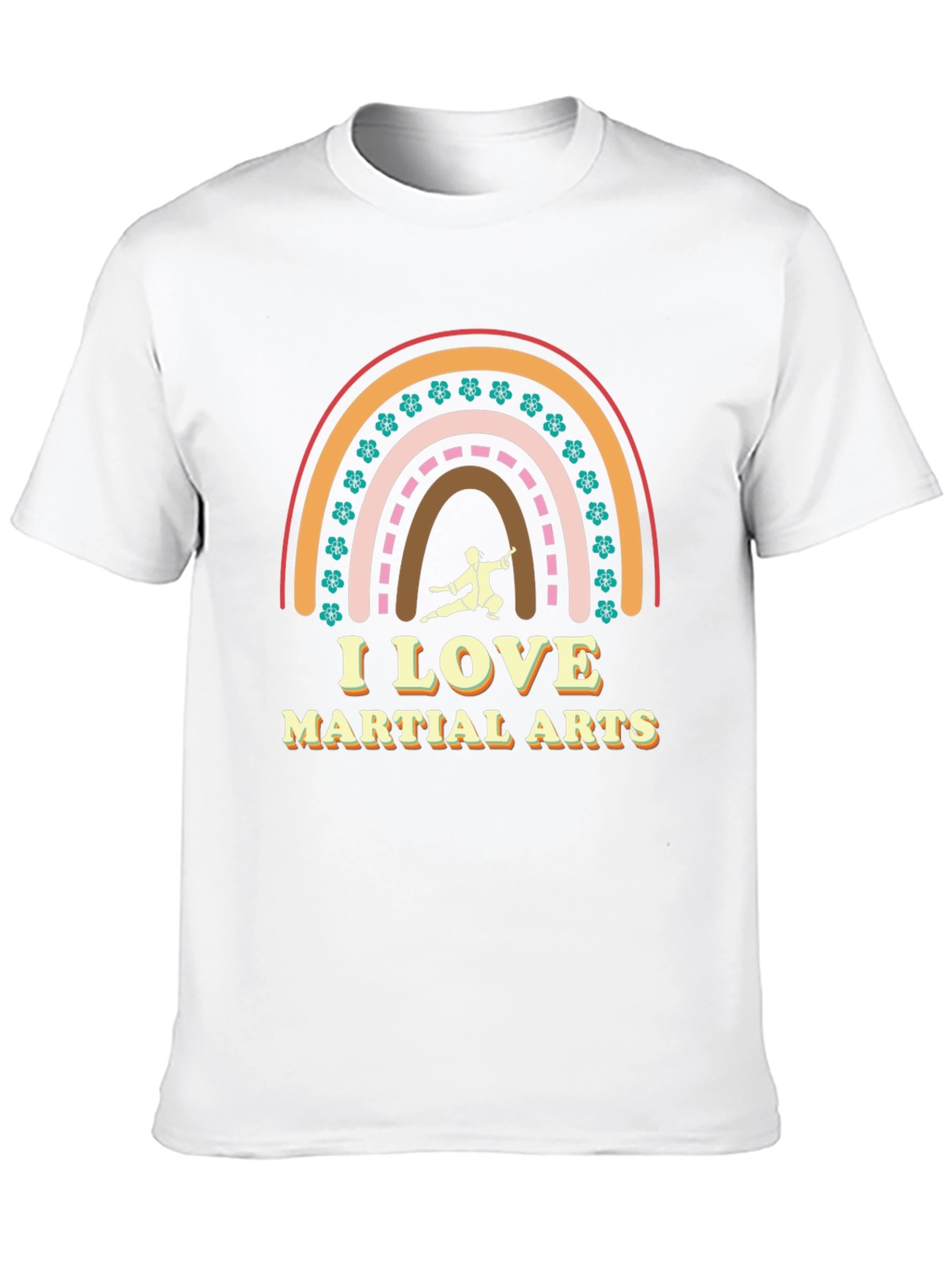 Black I Love Martial Arts Rainbow Graphic T-Shirt view 10