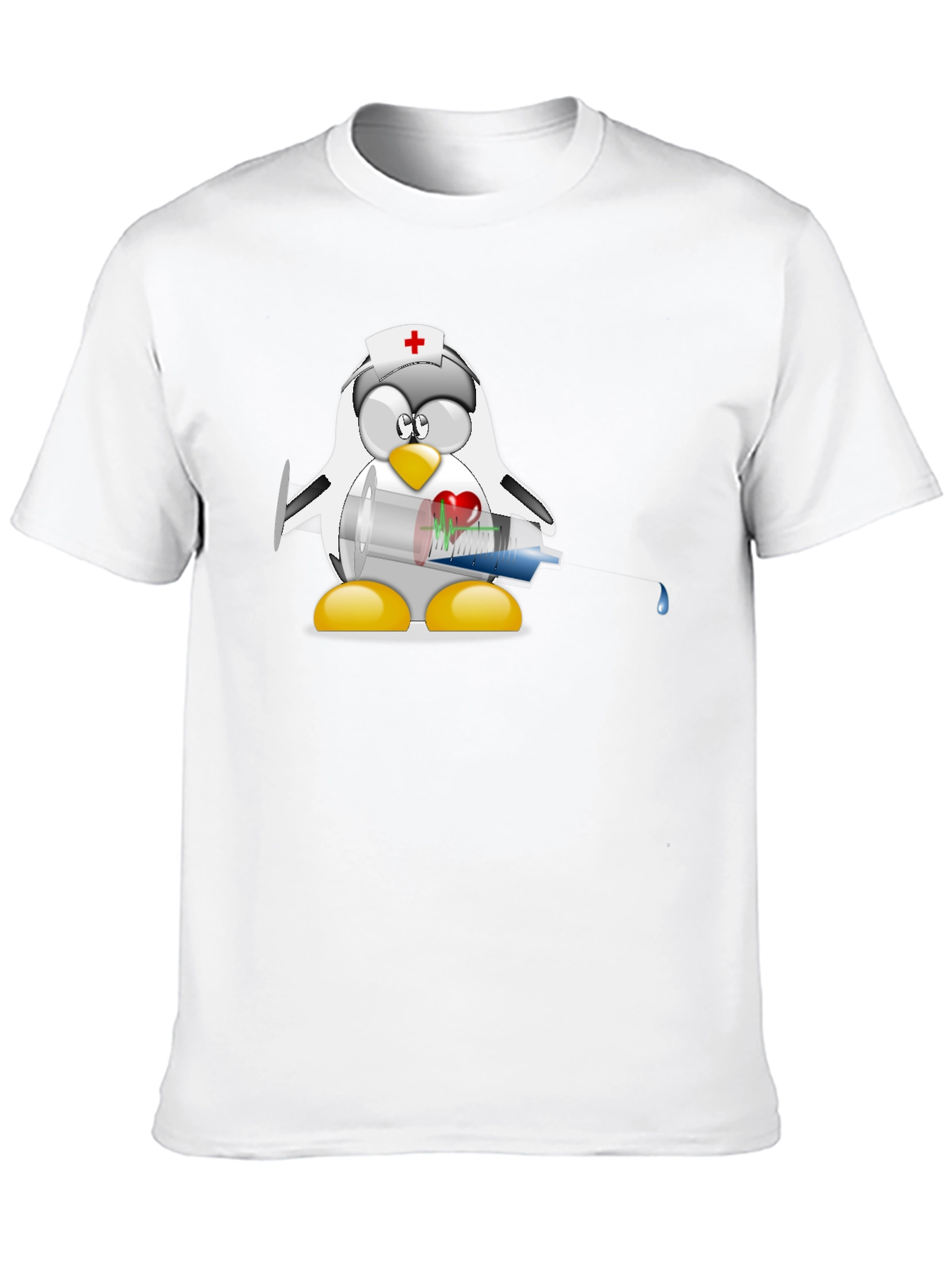 Black Nurse Penguin T-Shirt - Black Cotton Tee view 10