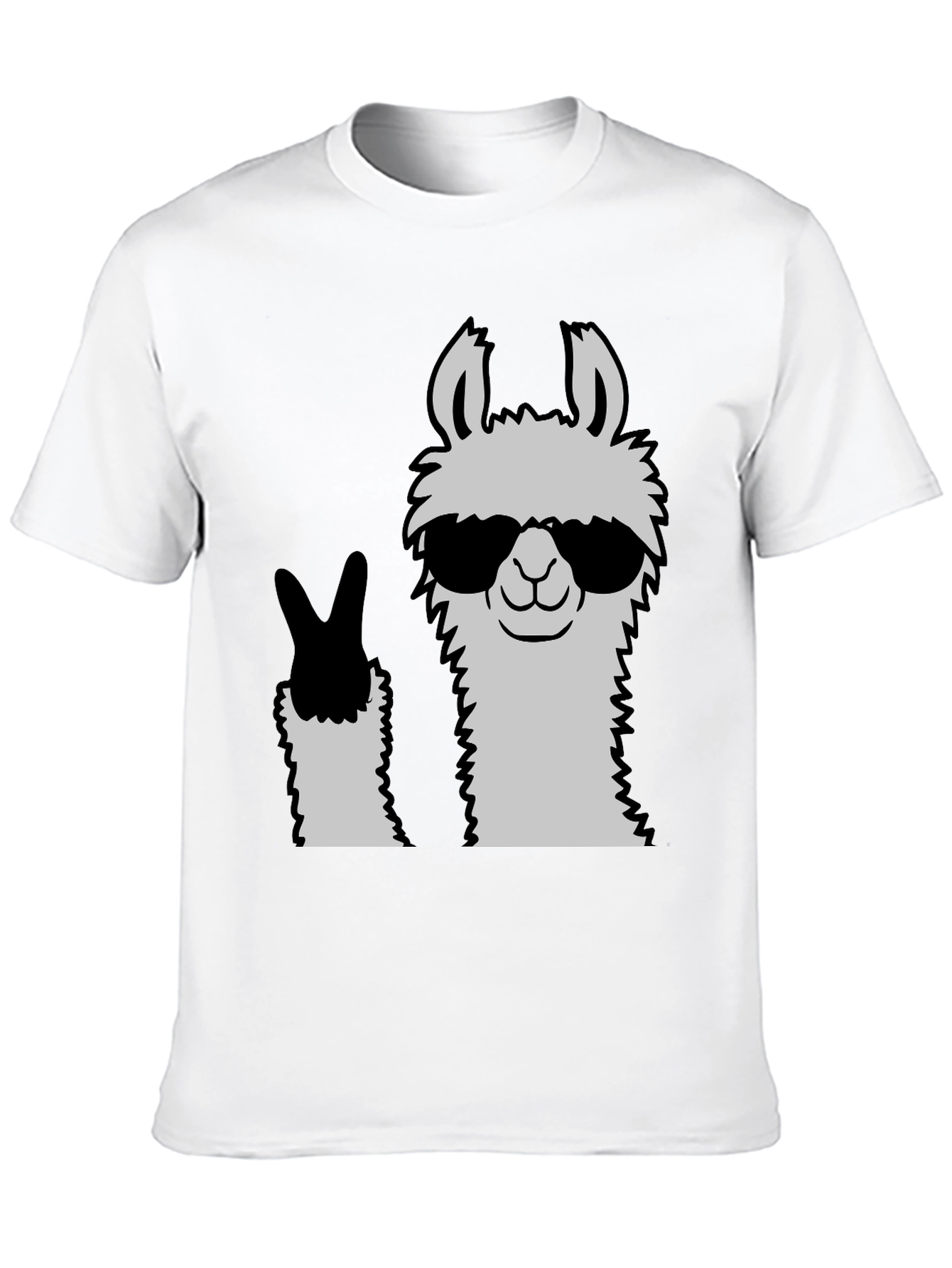 Black Cool Llama Peace Sign Black T-Shirt view 10
