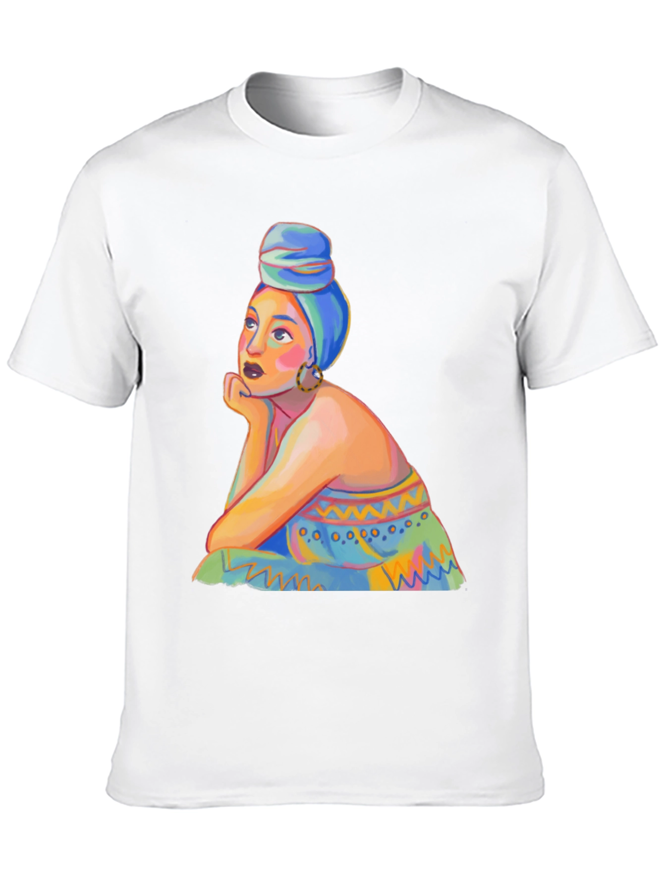 Black Vibrant Woman Portrait Graphic Tee - Stylish Black T-Shirt view 10