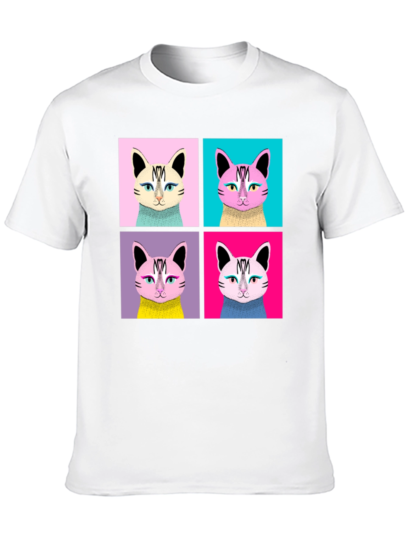 Black Pop Art Cat Graphic Black T-Shirt view 10