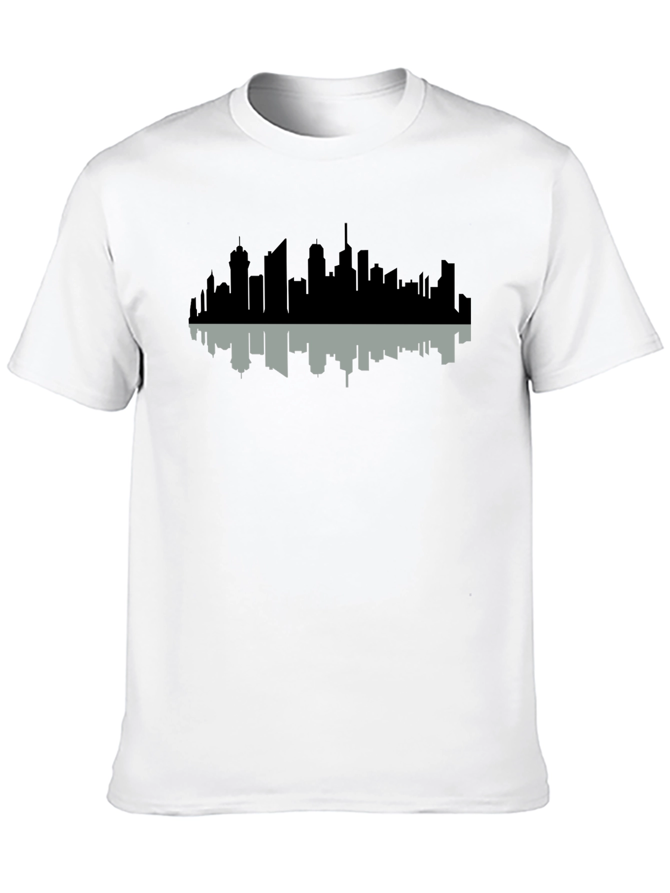 Black Cityscape Reflection Tee - Modern Graphic Print view 10