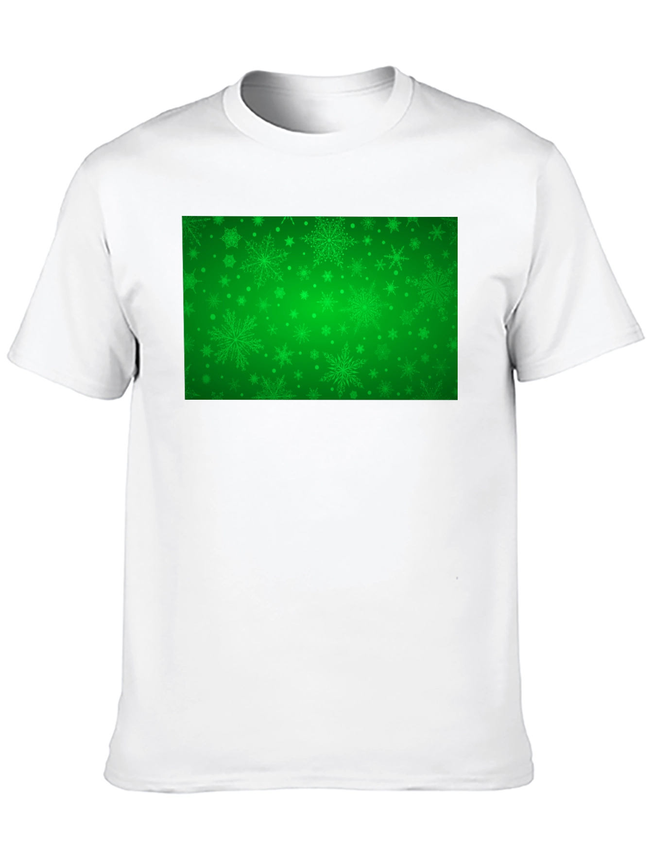 Black Green Snowflakes Pattern Black T-Shirt view 10