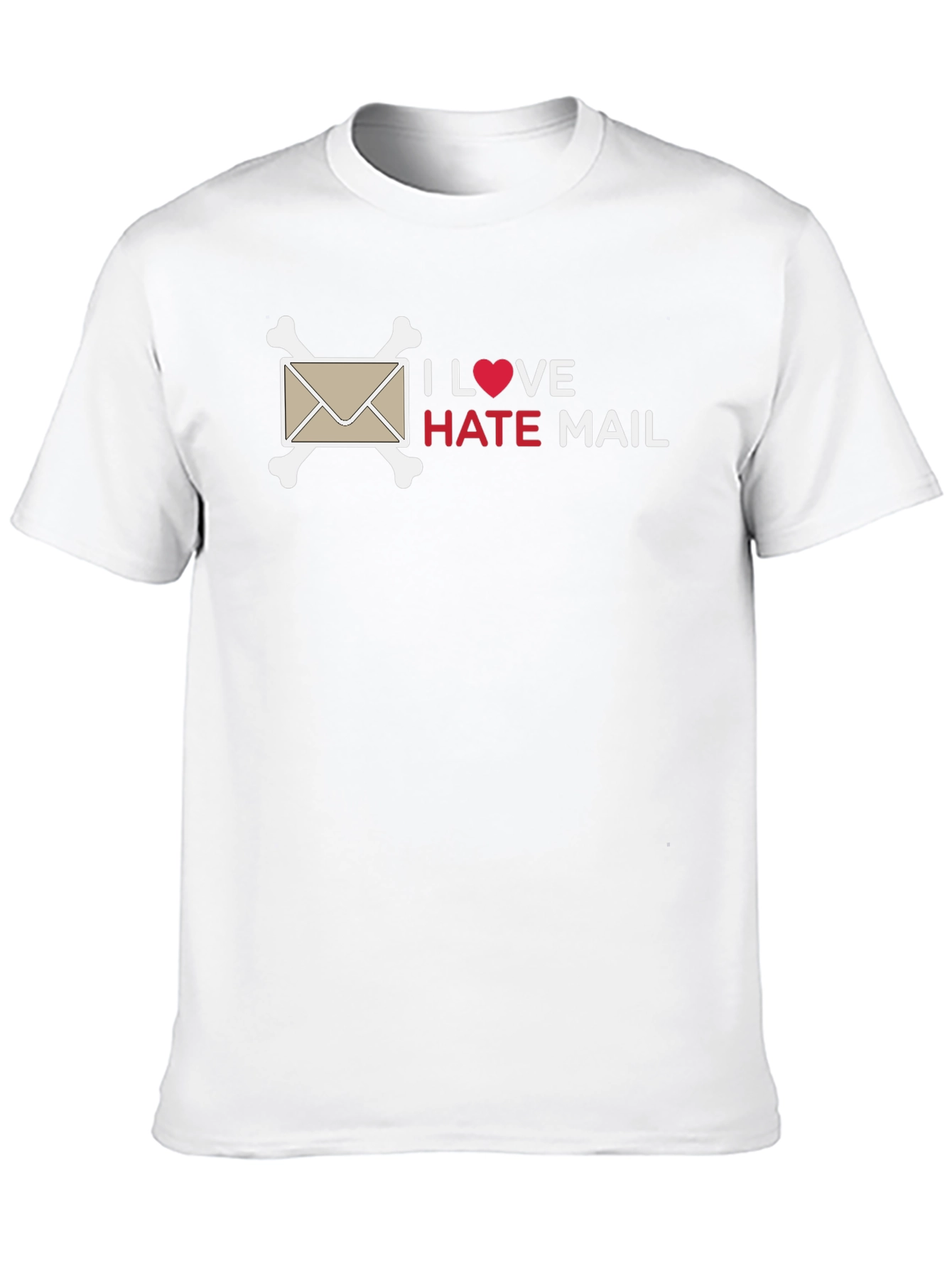 Black I Love Hate Mail T-Shirt - Funny Sarcastic Design view 10