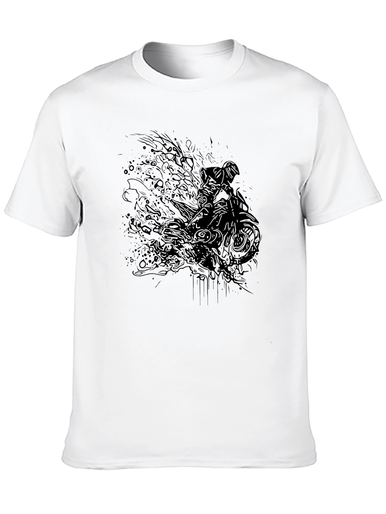 Black Black Graphic T-Shirt with Motorcycle Design view 10