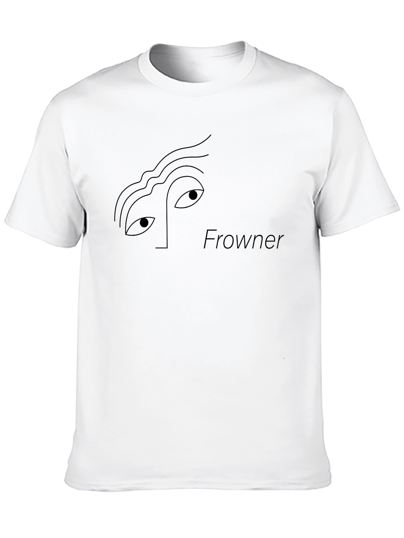 Black Frowner Graphic Tee - Minimalist Black T-Shirt view 10