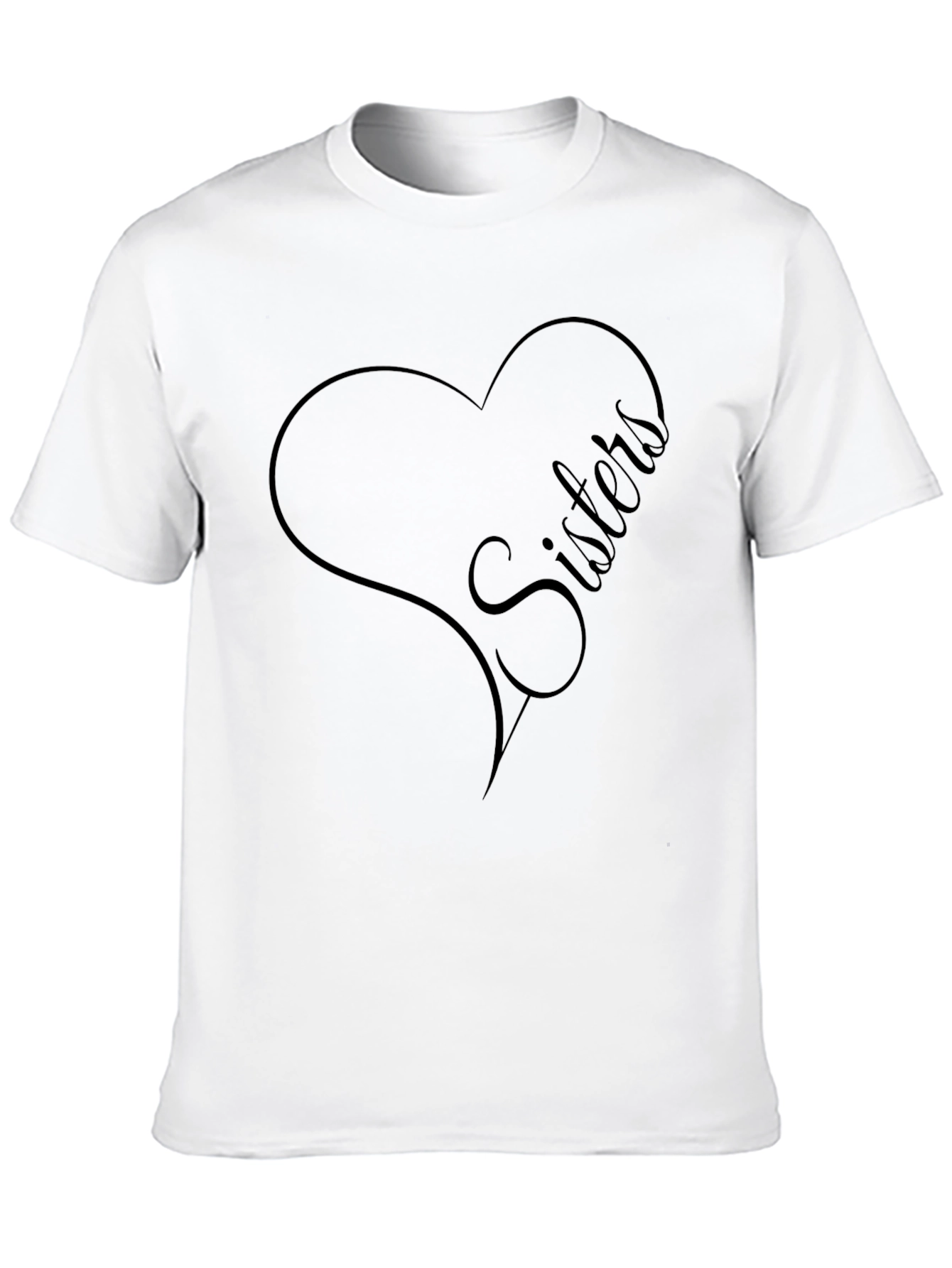 Black Sisters Heart Graphic Tee - Black Cotton Blend Shirt view 10