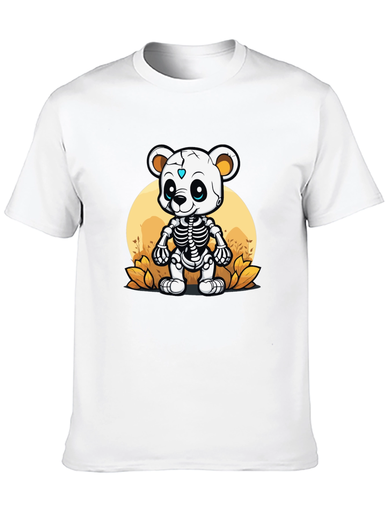 Black Skeleton Bear Graphic T-Shirt - Unique Halloween Style view 10