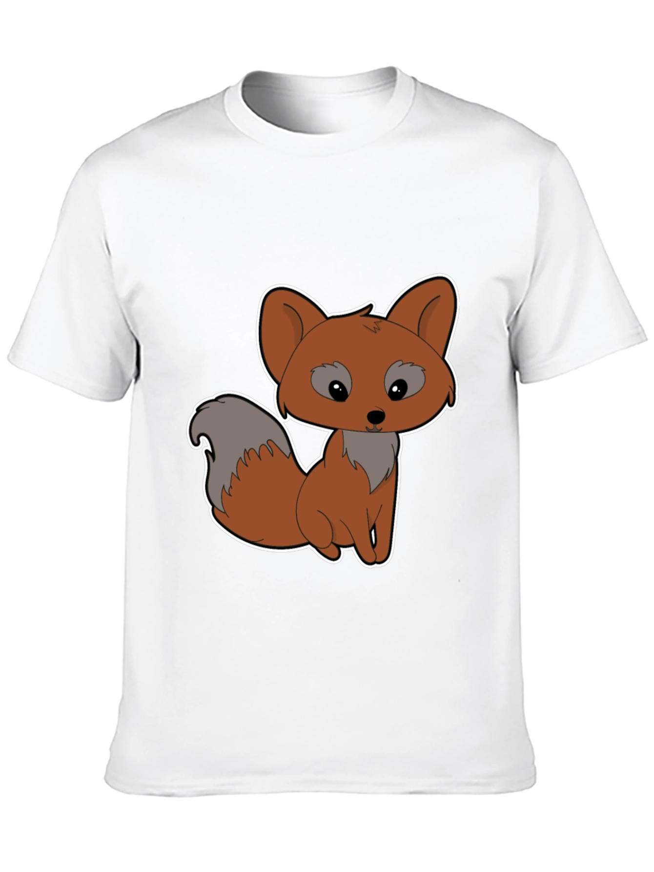 Black Cute Cartoon Fox Graphic Tee - Black Cotton Shirt view 10