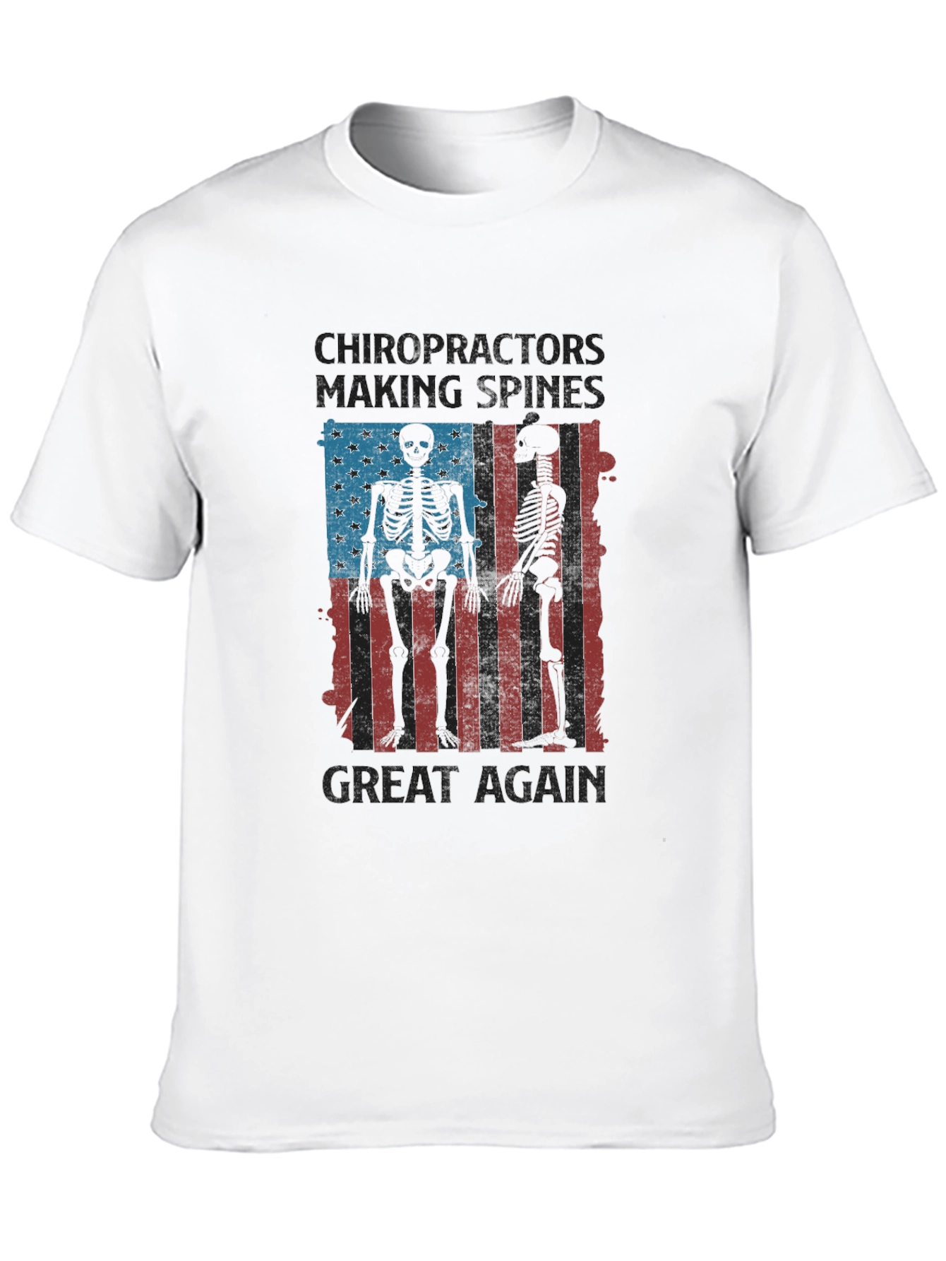 Black Chiropractor Skeleton American Flag T-Shirt view 10