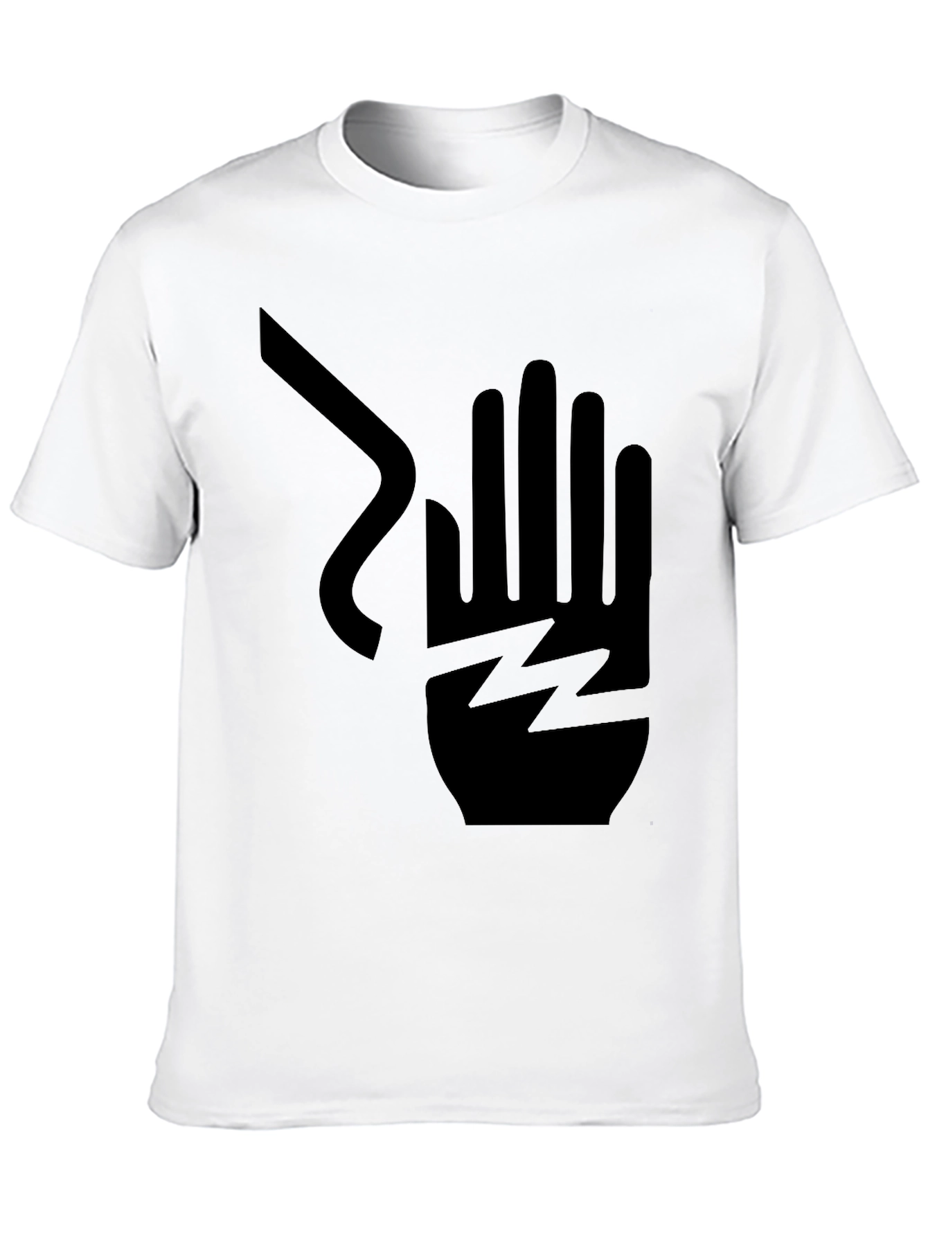Black Electric Shock Hand Graphic Print T-Shirt view 10