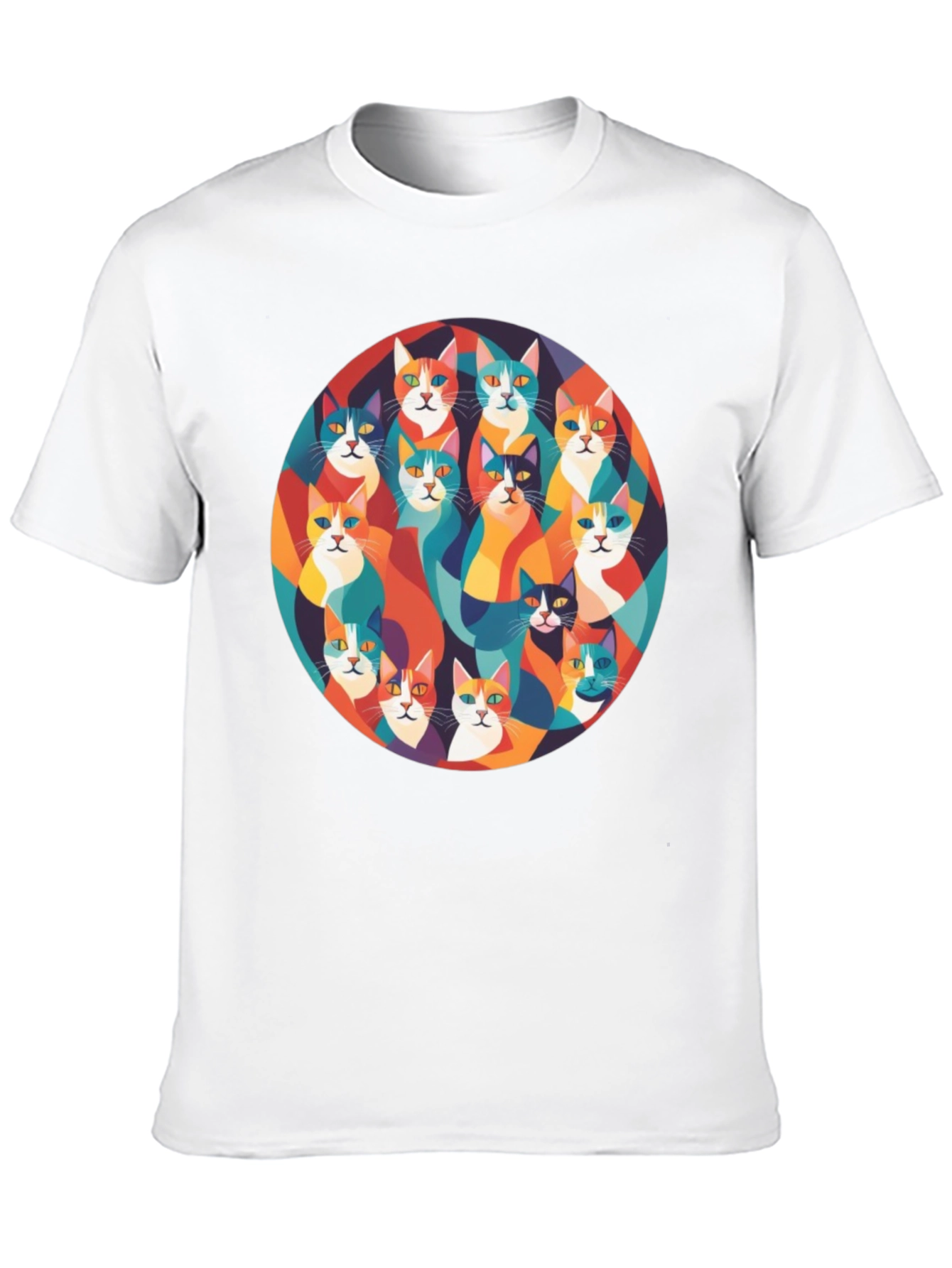 Black Colorful Cats Graphic T-Shirt view 10