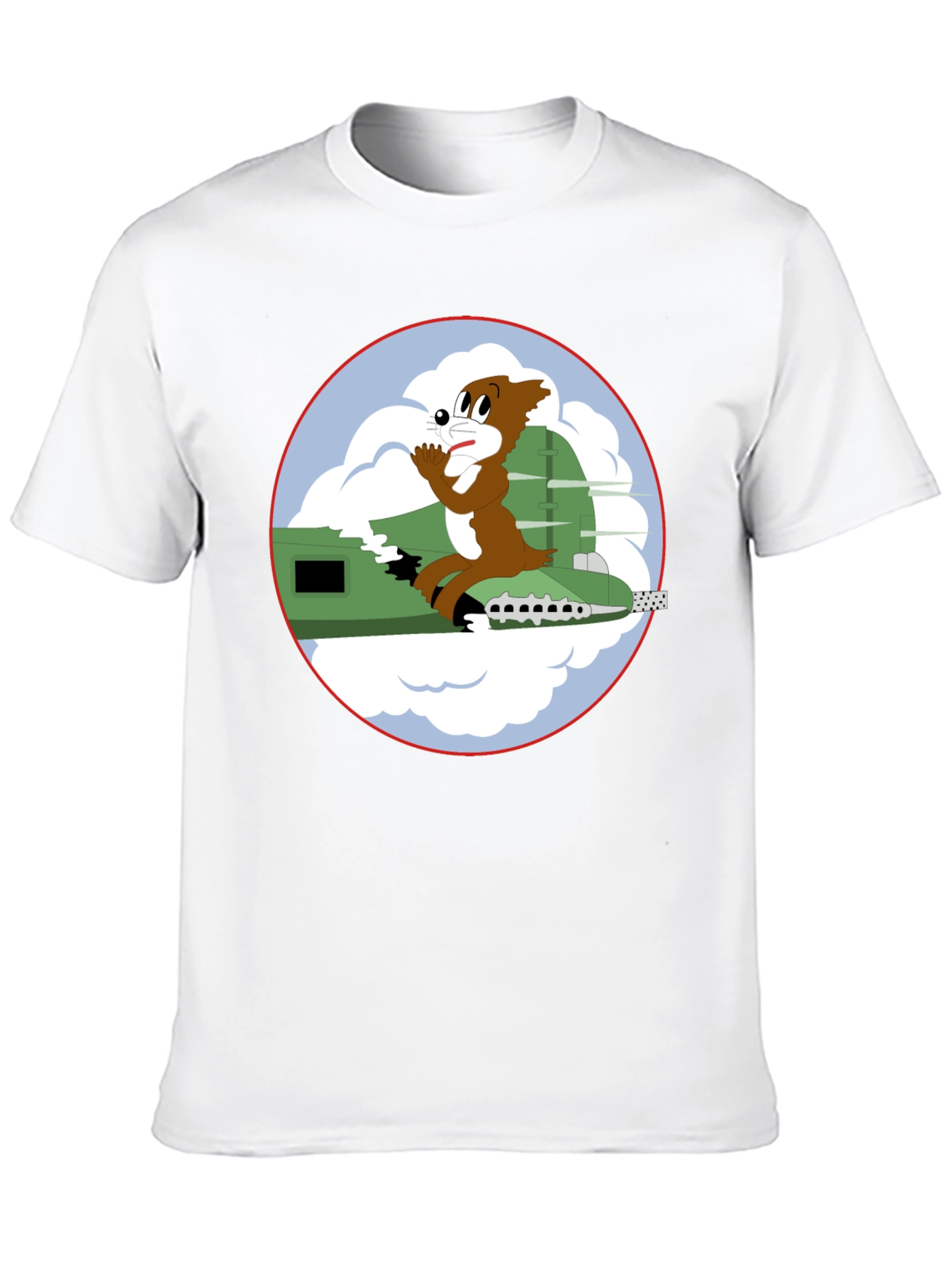 Black Cartoon Bomber Plane Graphic Tee - Black view 10