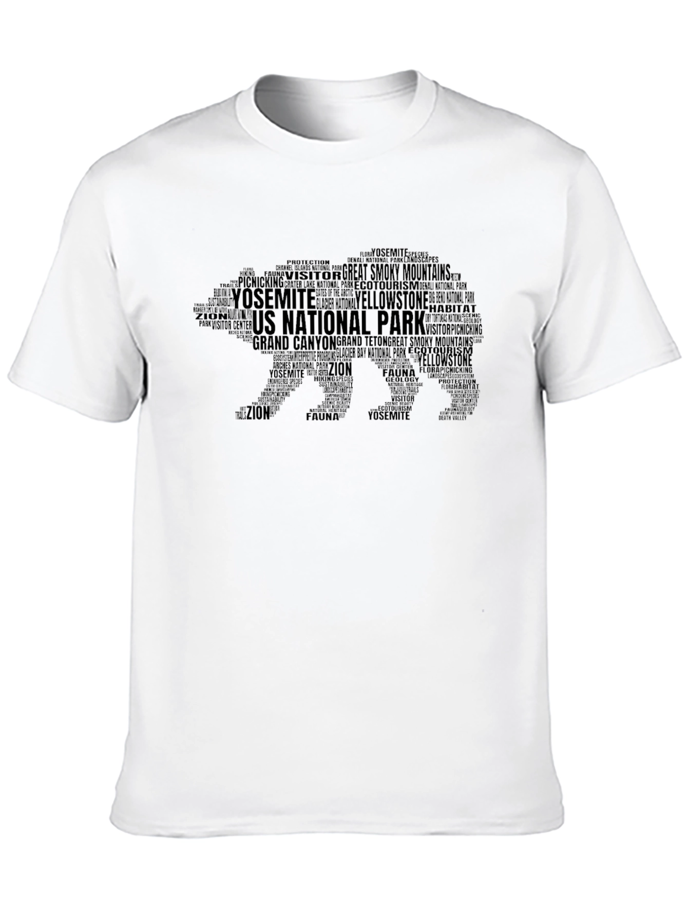 Black National Park Word Art Bear T-Shirt view 10