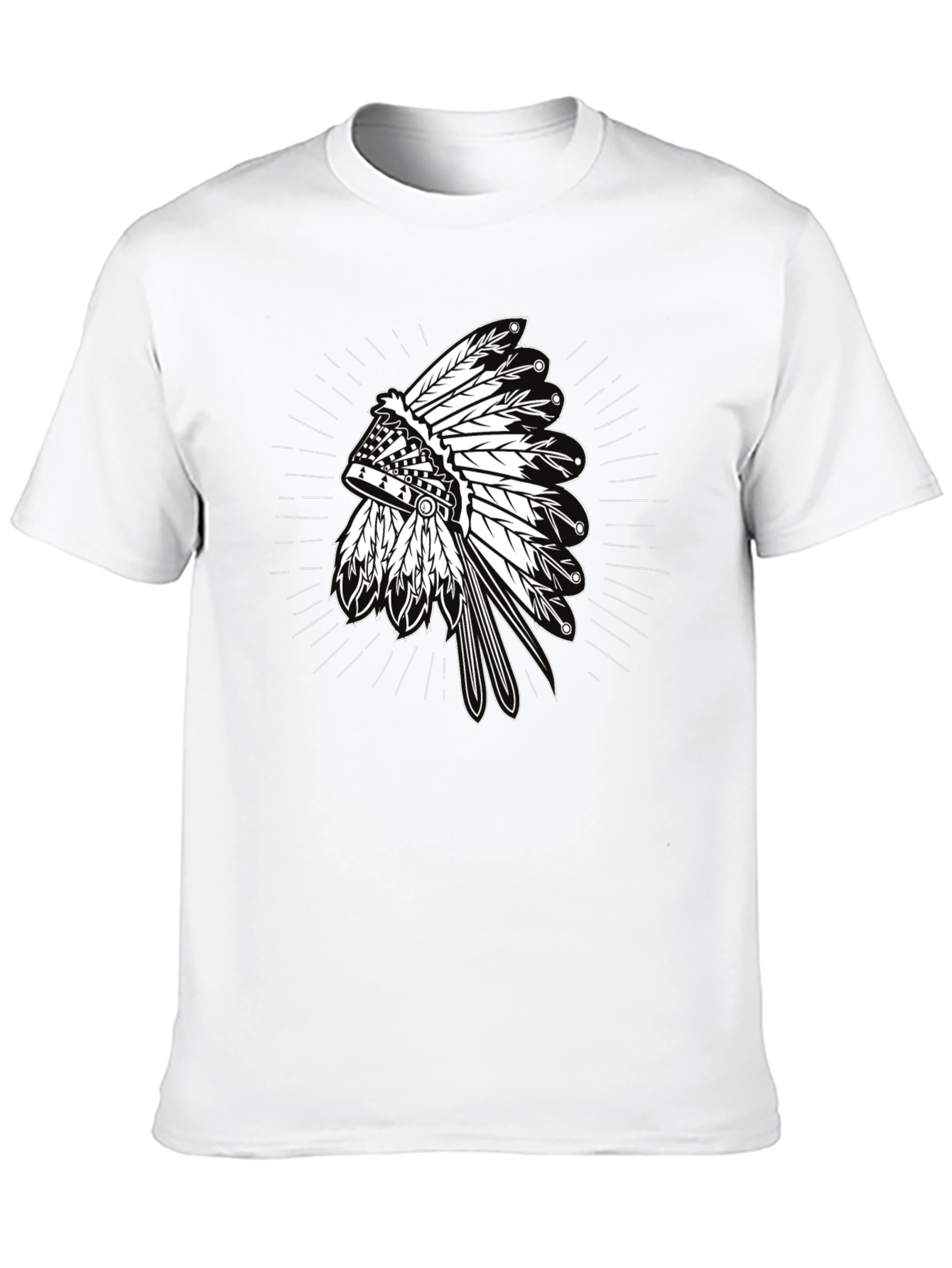 Black Native American Headdress Graphic Black T-Shirt view 10