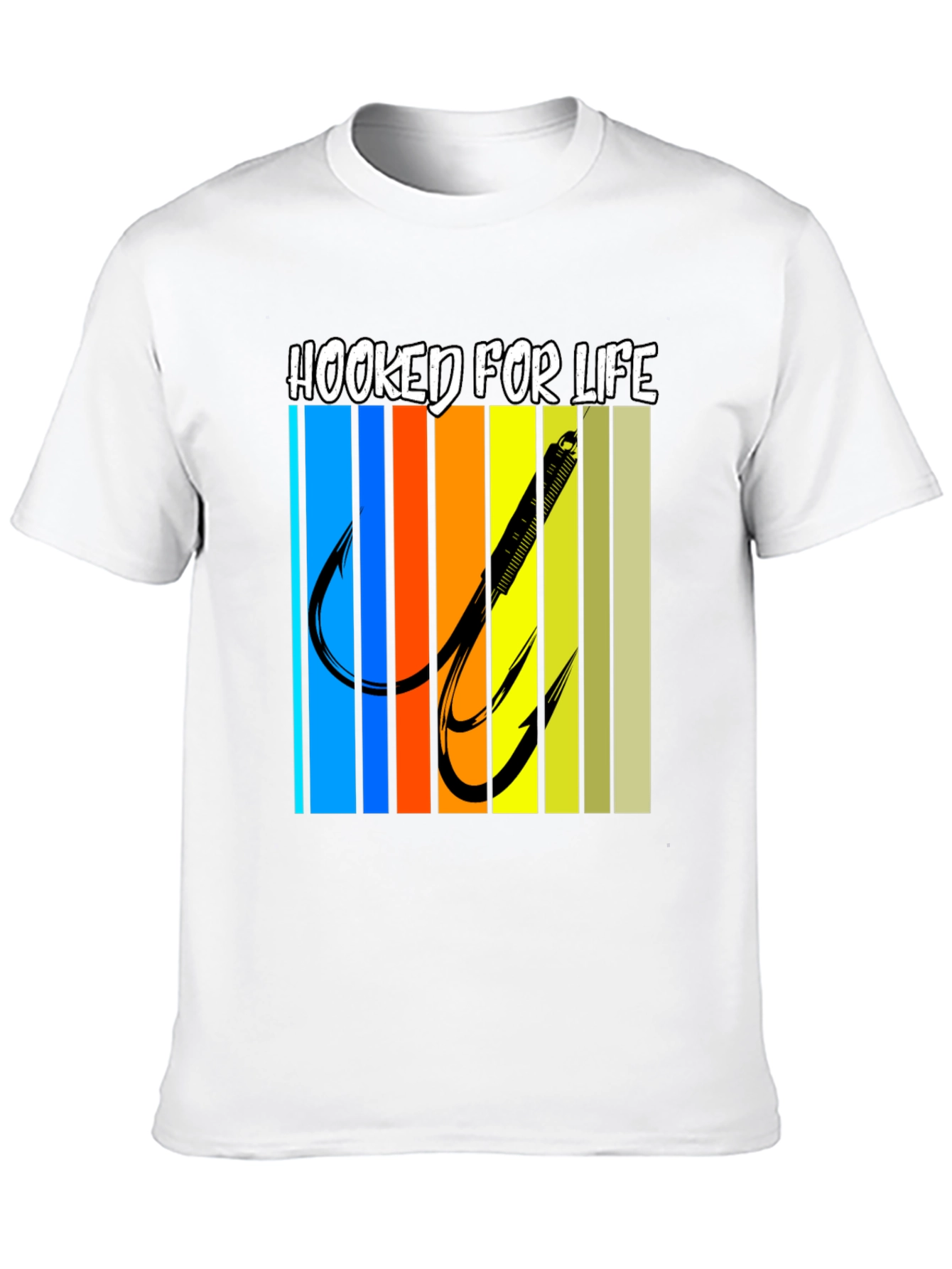 Black Hooked for Life Fishing T-Shirt view 10