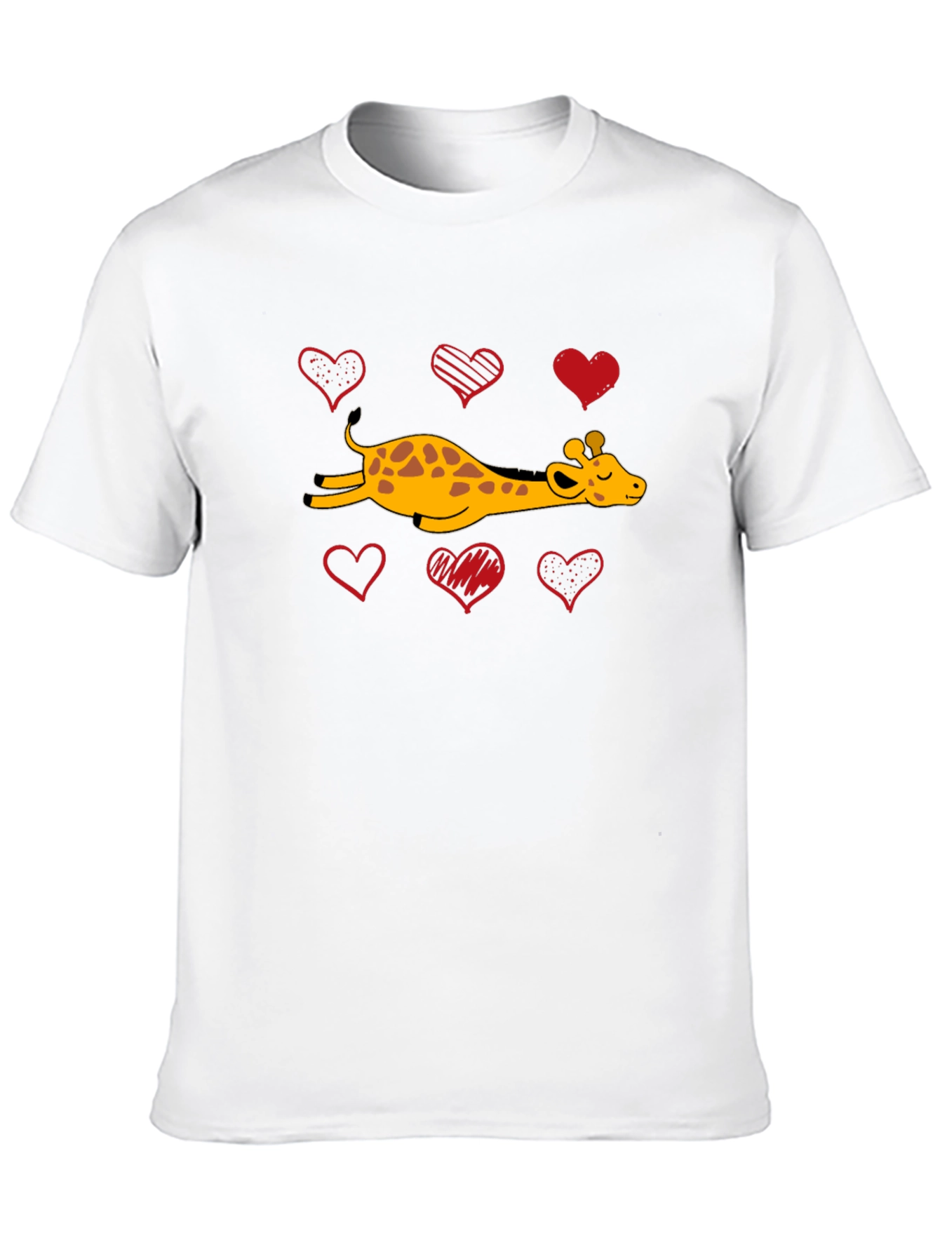 Black Giraffe Love T-Shirt Cute Giraffe and Hearts view 10