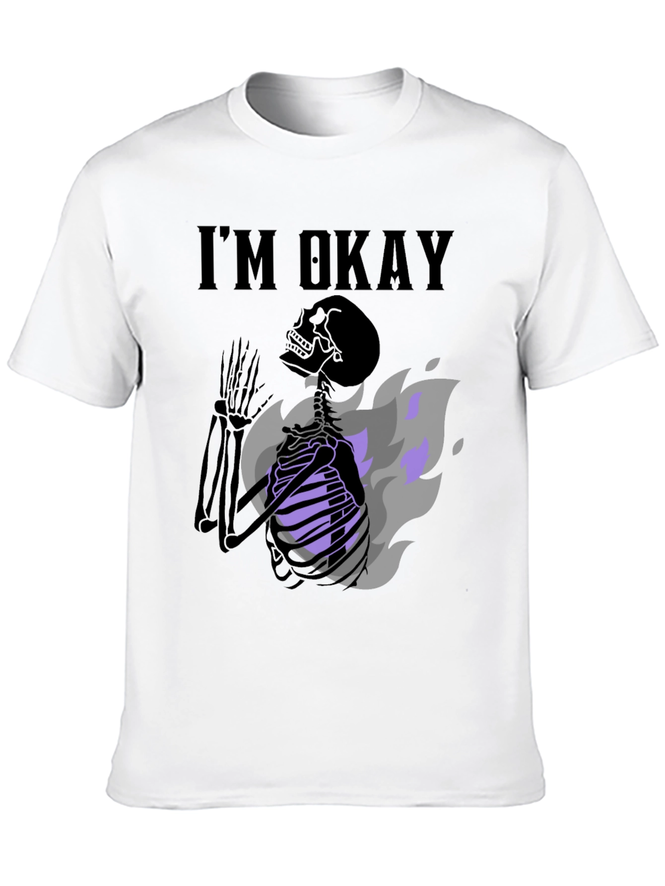 Black I'm Okay Skeleton Graphic Tee - Black view 10